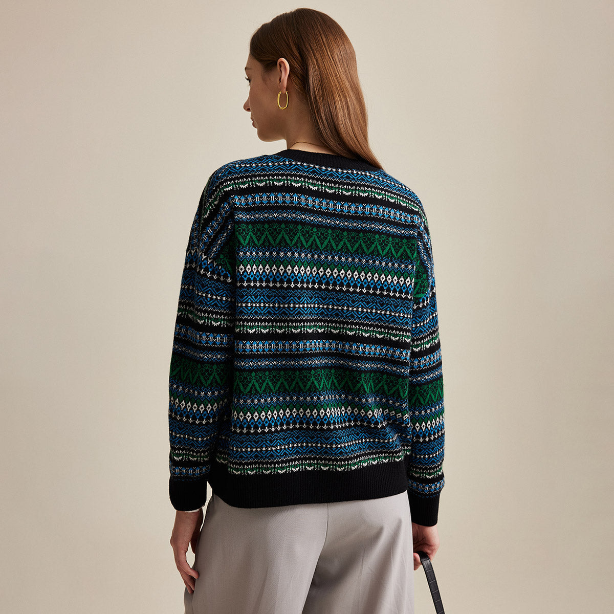 100% Wool Fair Isle Patterned Cardigan