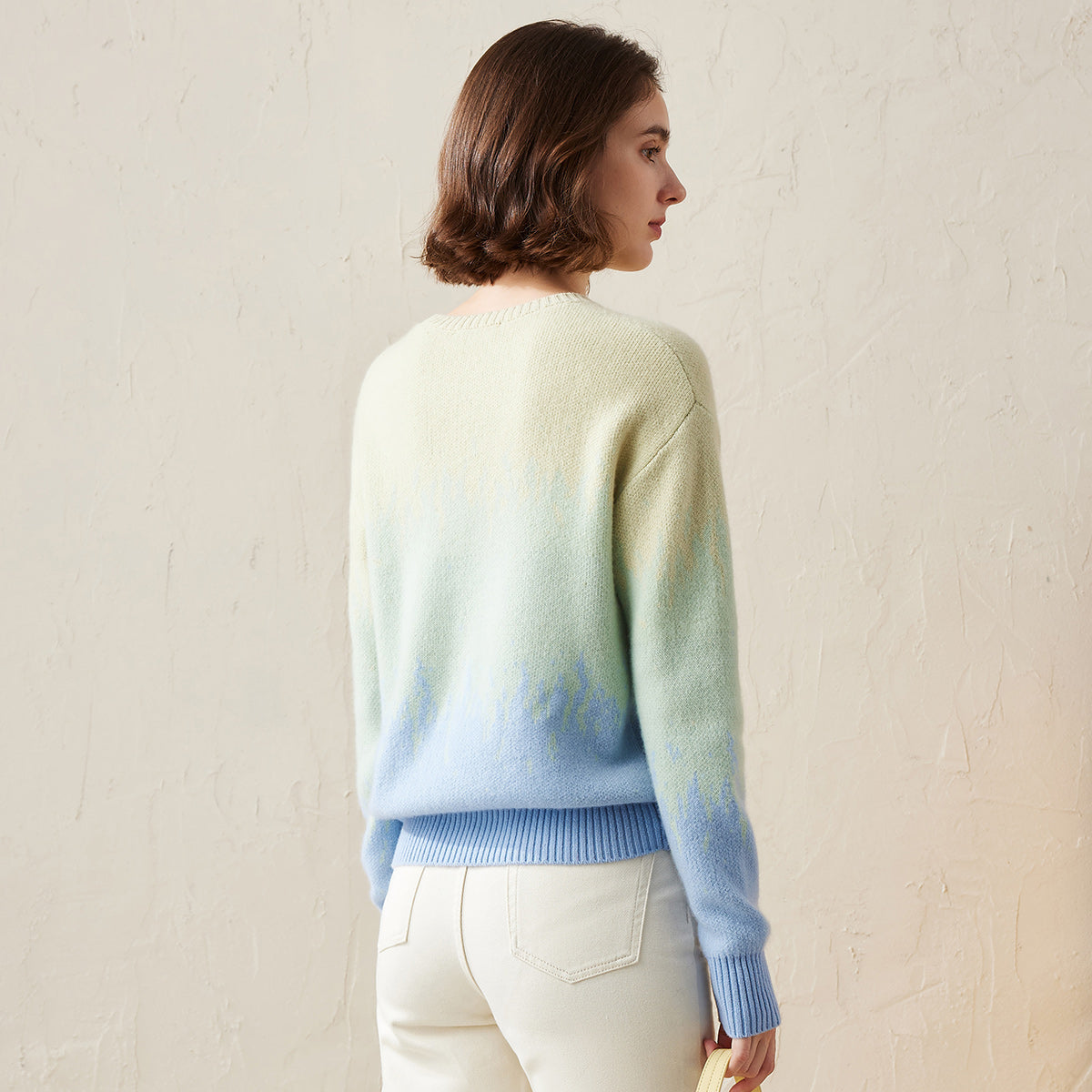 100% Cashmere Ombre Gradient Color Knit Sweater