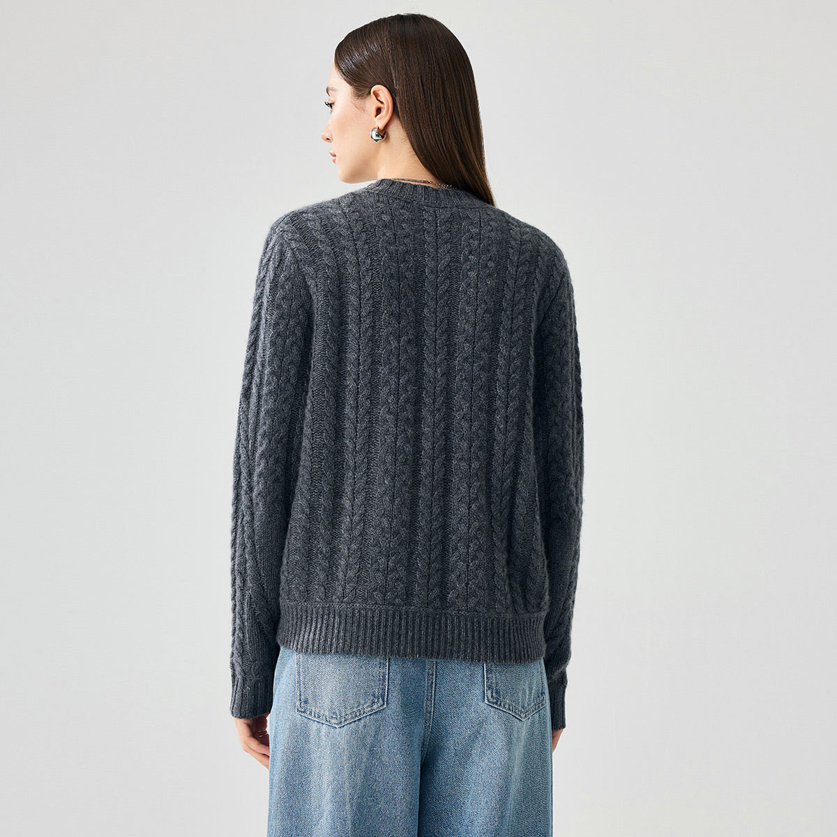 100% Cashmere Womens Chunky Cable Knit Sweater