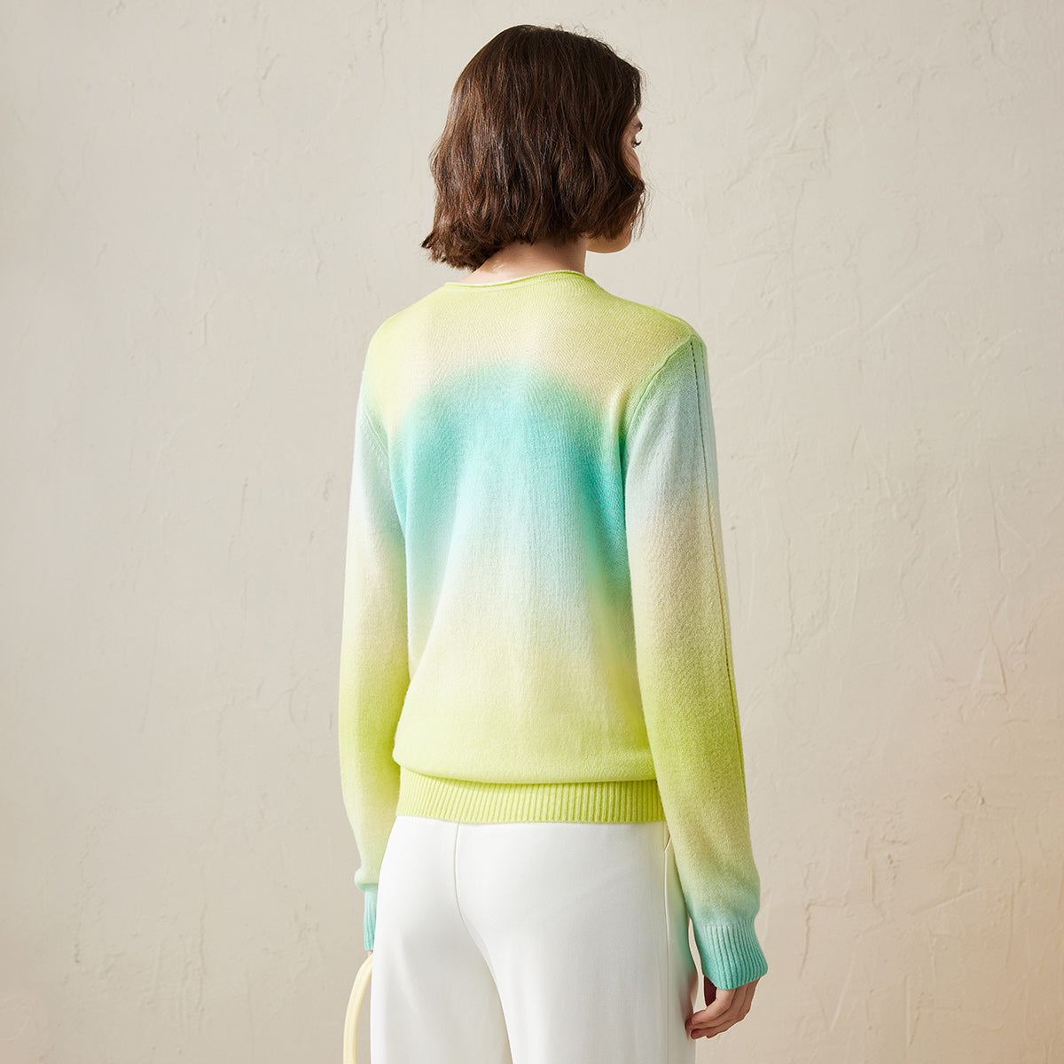 100% Cashmere Gradient Color Knit Sweater