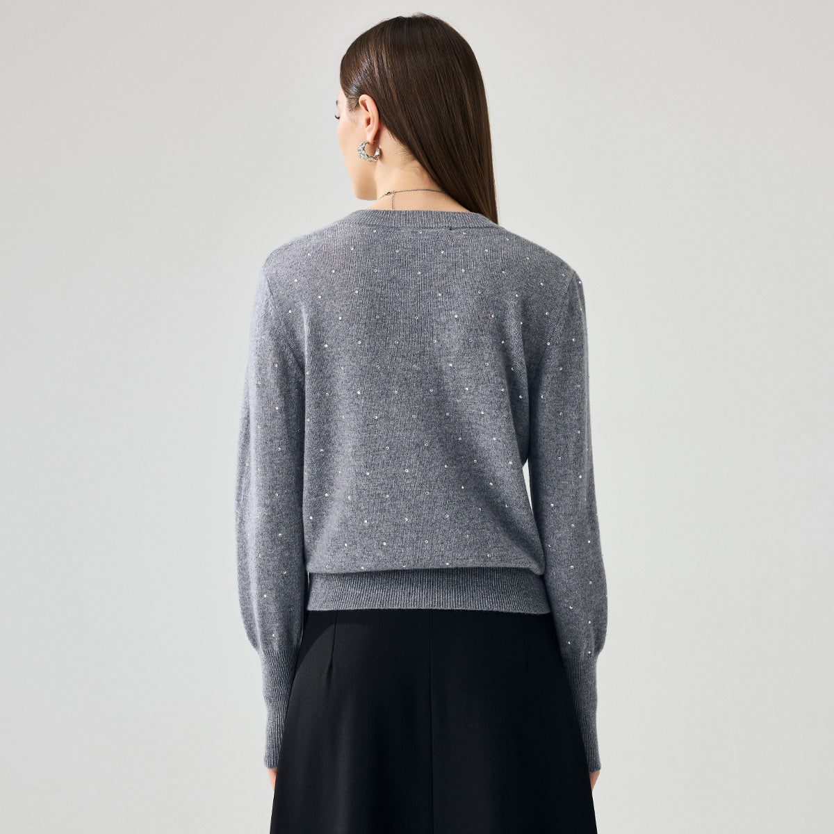 100% Cashmere Womens Sweater with Crystal Embellishments