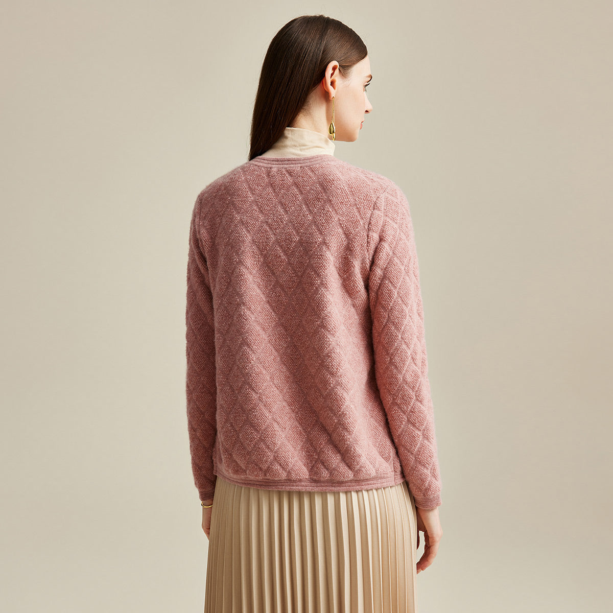 100% Cashmere Elegant Knit Cardigan with Pockets