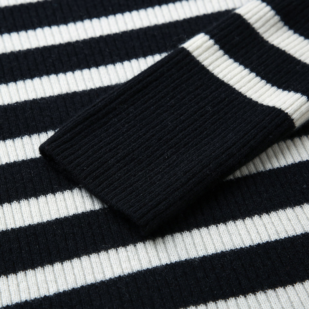 100% Cashmere Striped Turtleneck Knit Sweater