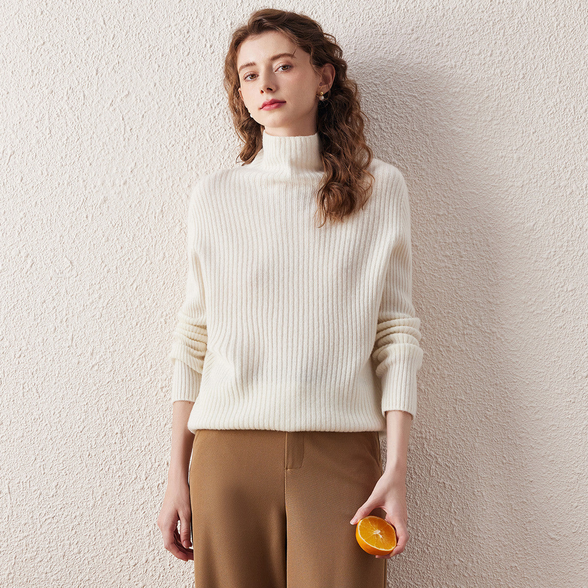 100% Wool All-in-One Knit Turtleneck Sweater