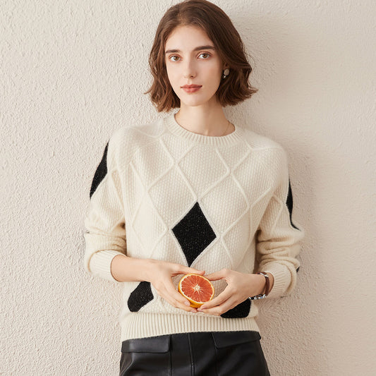 100% Cashmere Sweater with Gold&Silver Threads