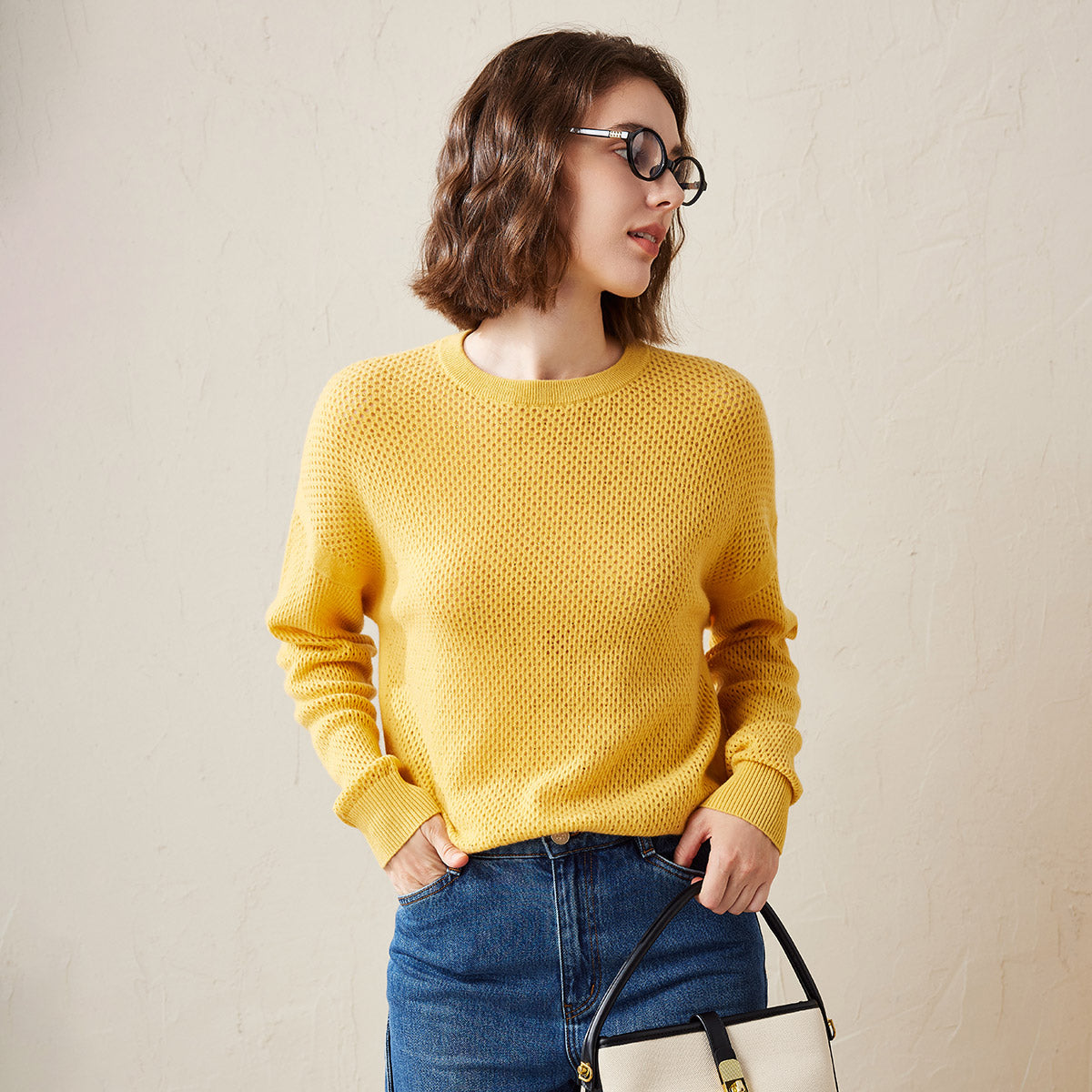 100% Cashmere Breathable Mesh Sweater