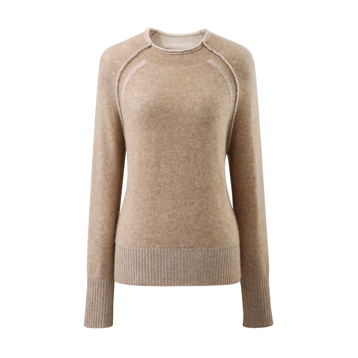 100% Cashmere Crew Neck Unique Seam Sweater