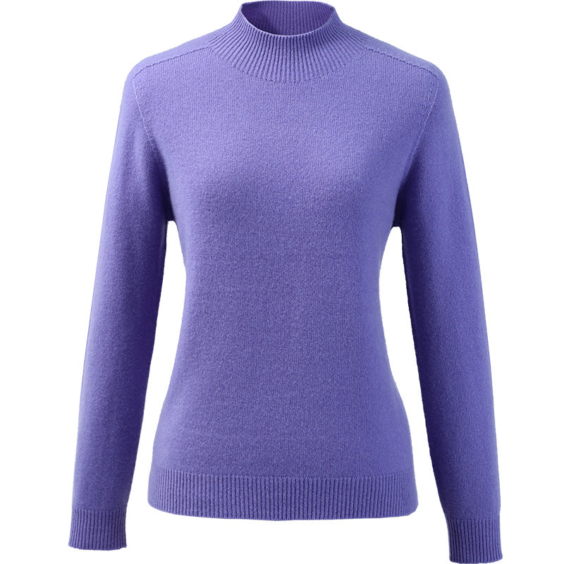 100% Wool All-Match Mock Neck Sweater