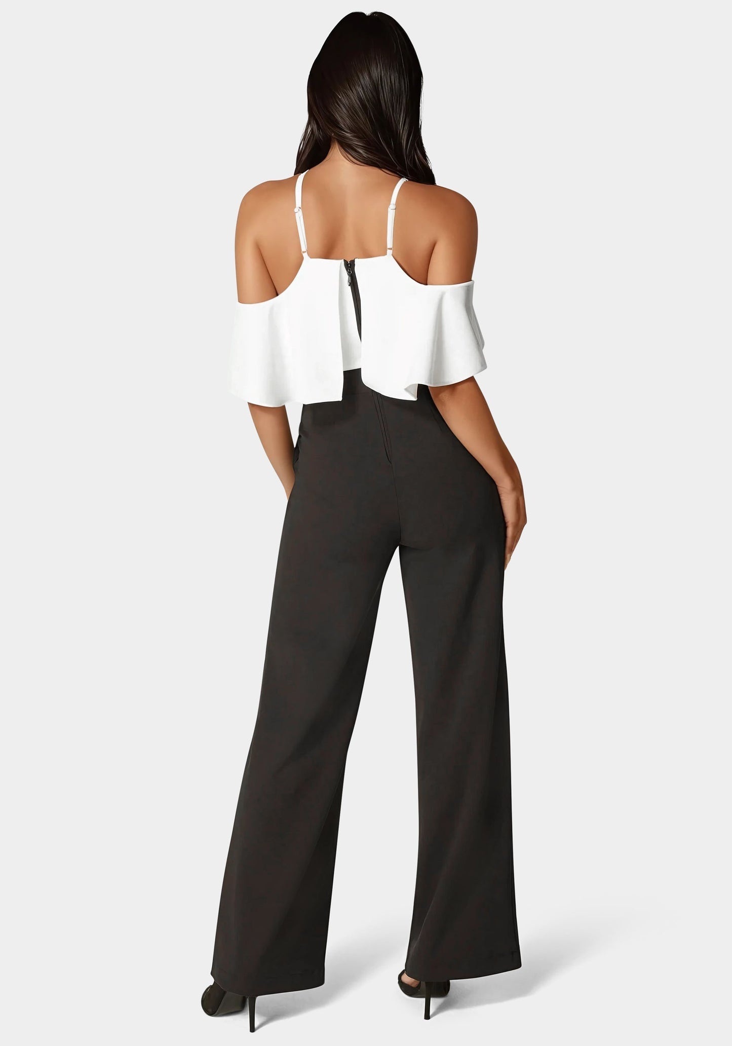 Cold Shoulder Palazzo Leg Jumpsuit