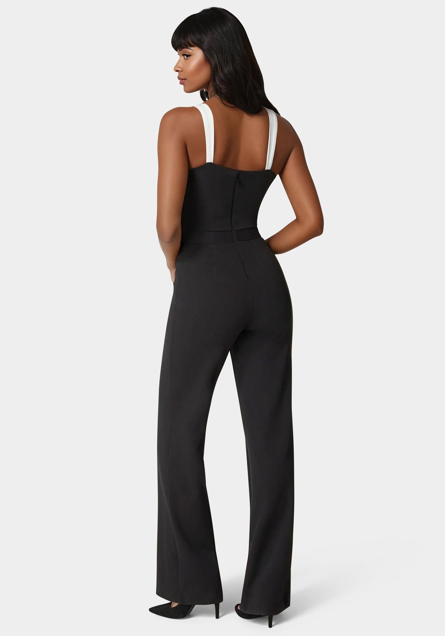 Lace Insert Flared Jumpsuit