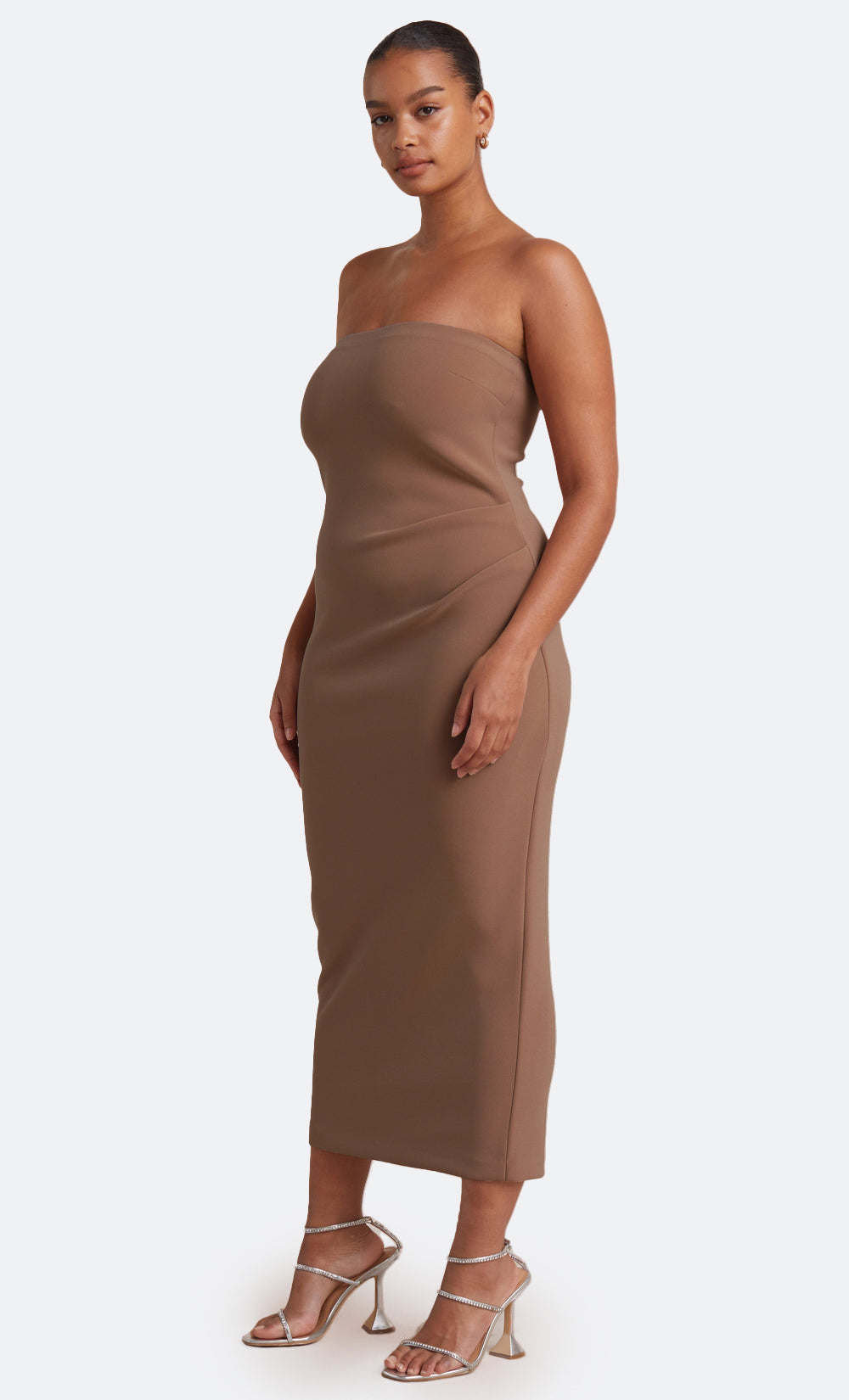 KARINA STRAPLESS MIDI DRESS - MILK CHOCOLATE