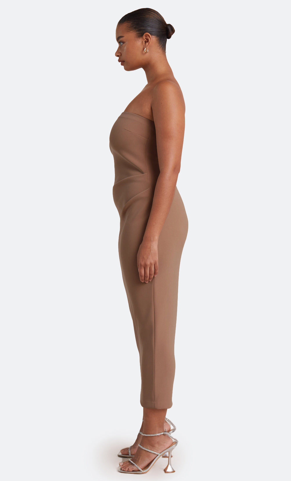 KARINA STRAPLESS MIDI DRESS - MILK CHOCOLATE