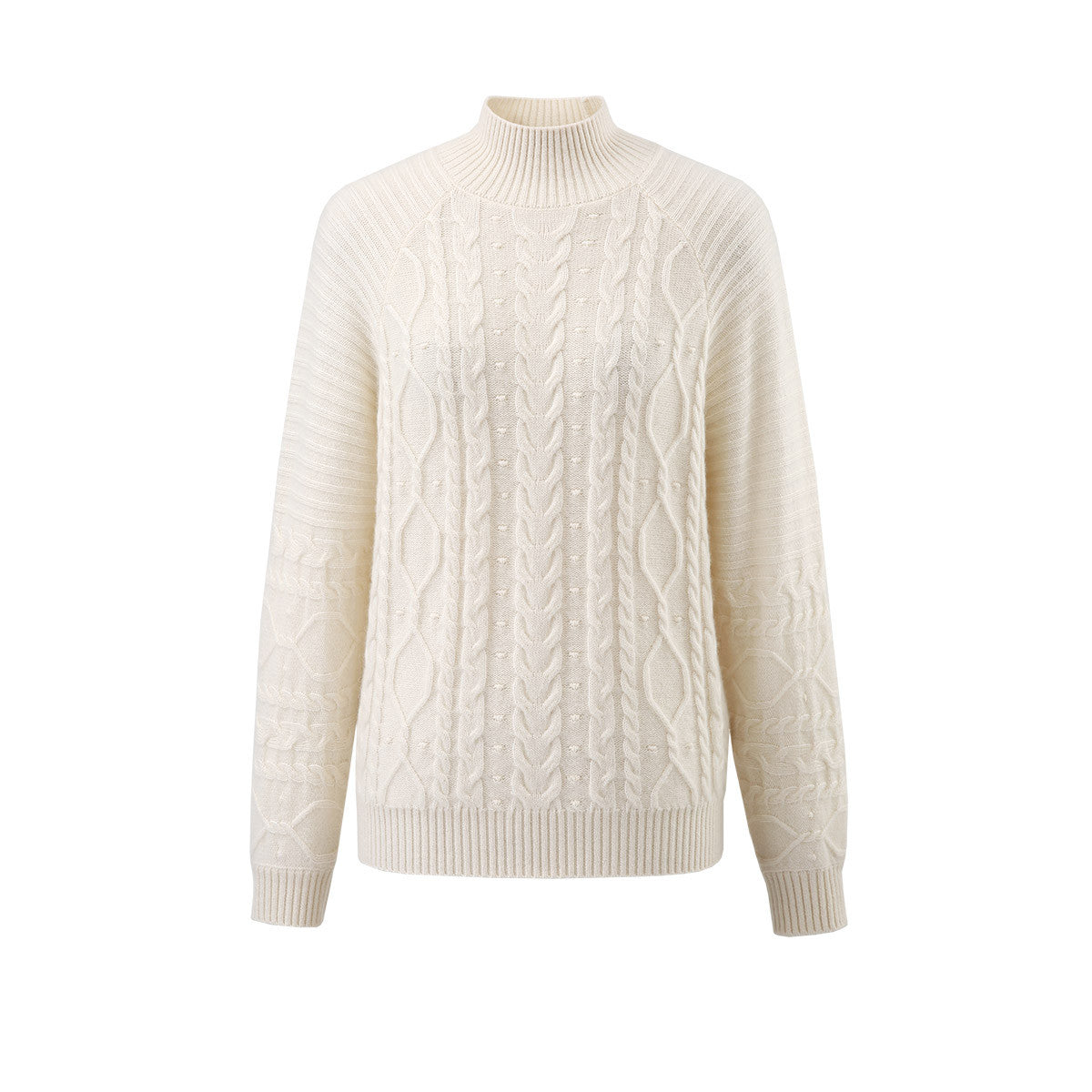 100% Cashmere Cable Knit Turtleneck Sweater