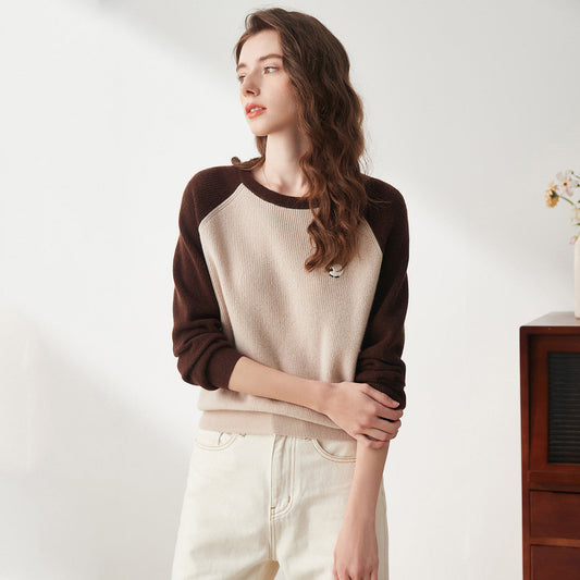 100% Wool Contrast Sleeve Sweater