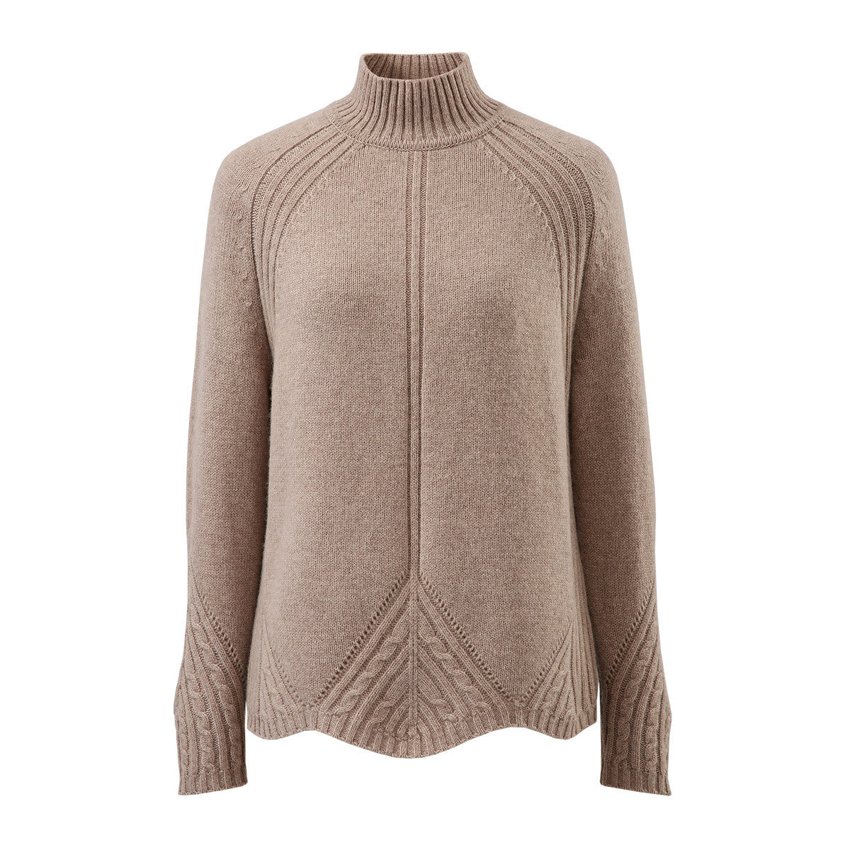 100% Wool Mock Neck Cable Knit Sweater