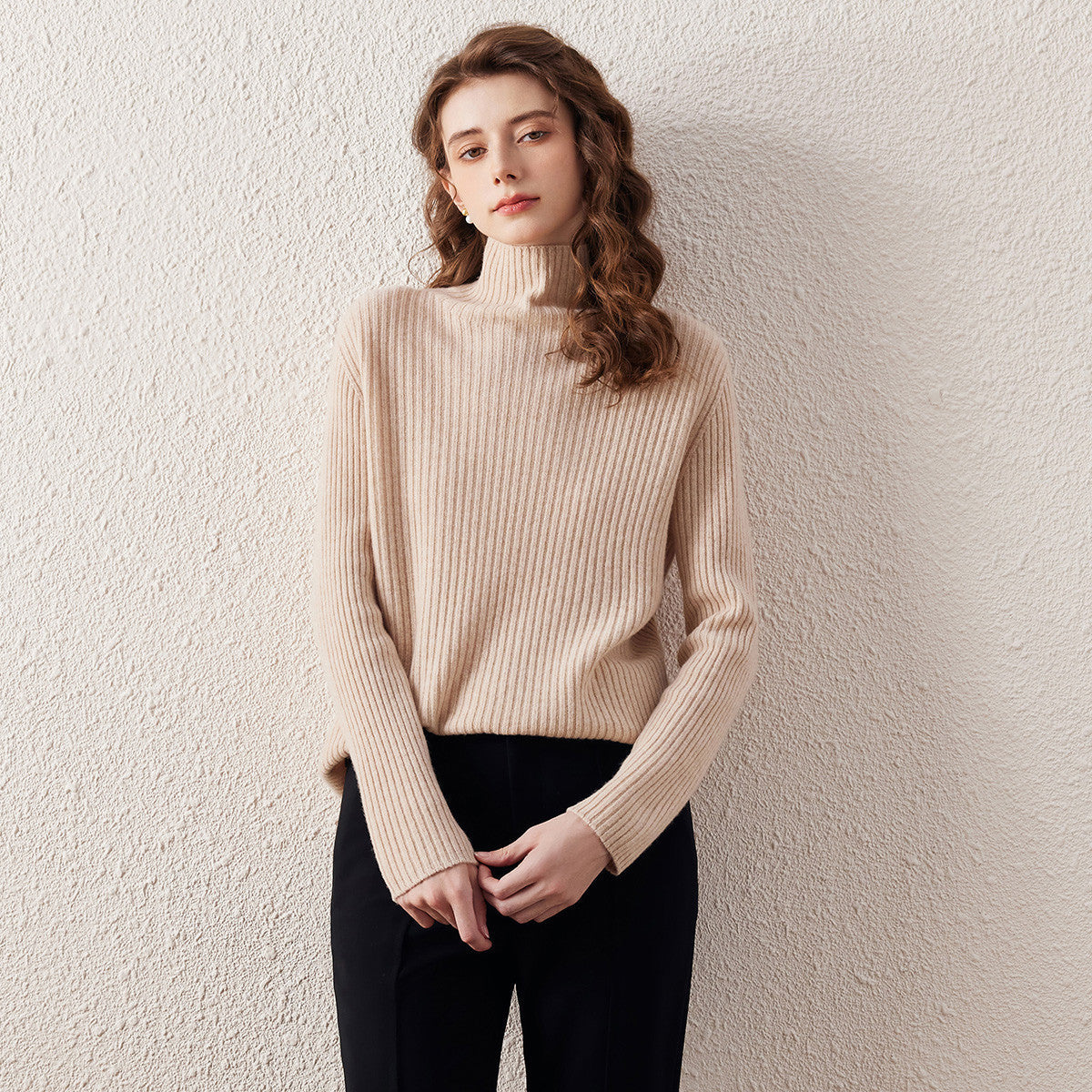 100% Wool All-in-One Knit Turtleneck Sweater