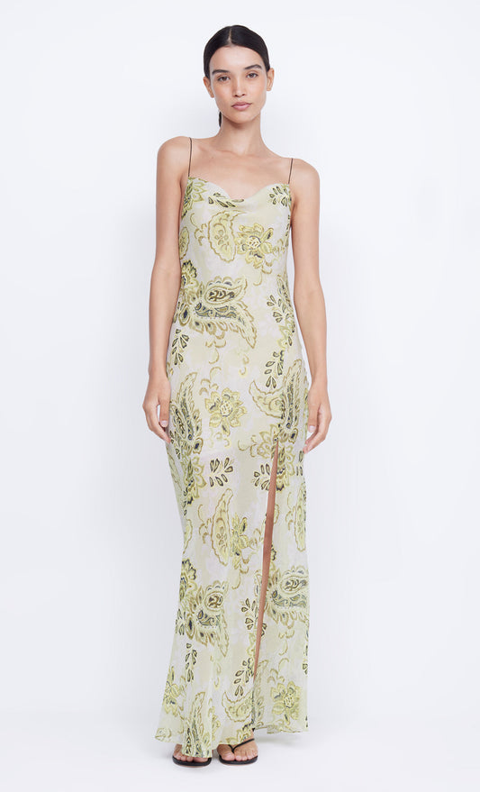 LYLOU MAXI DRESS - LEMON PAISLEY