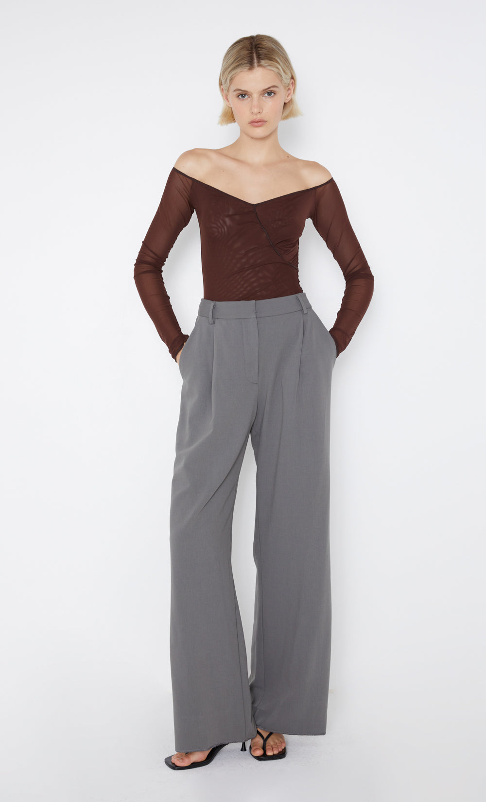 ISADORA LONG SLEEVE TOP - CHOCOLATE/BLACK