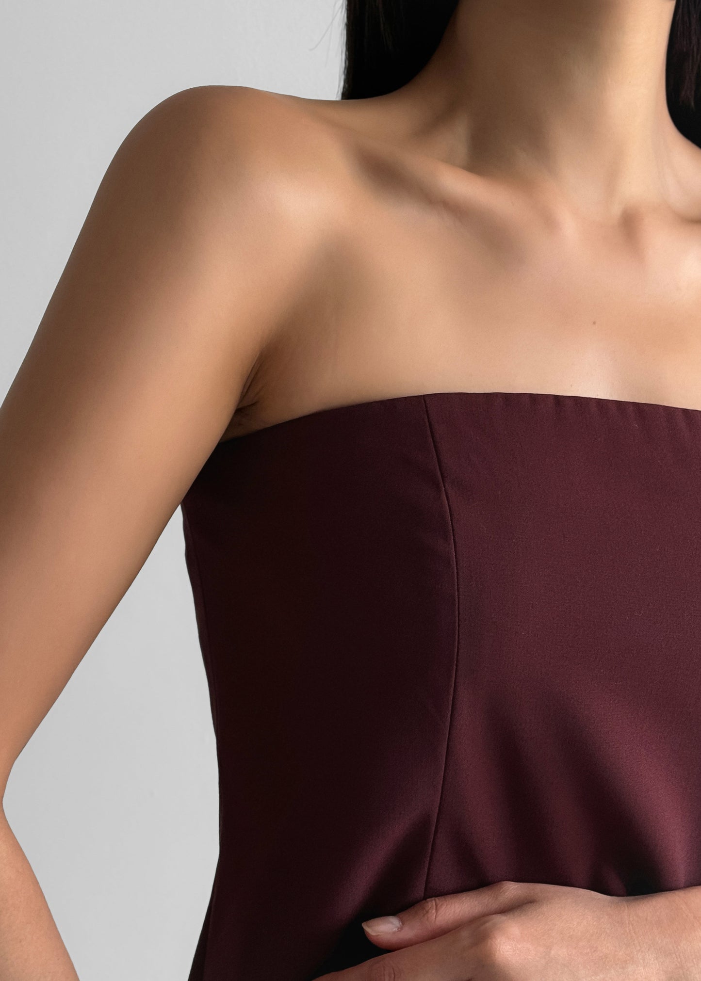 Abbie Strapless Top - Burgundy