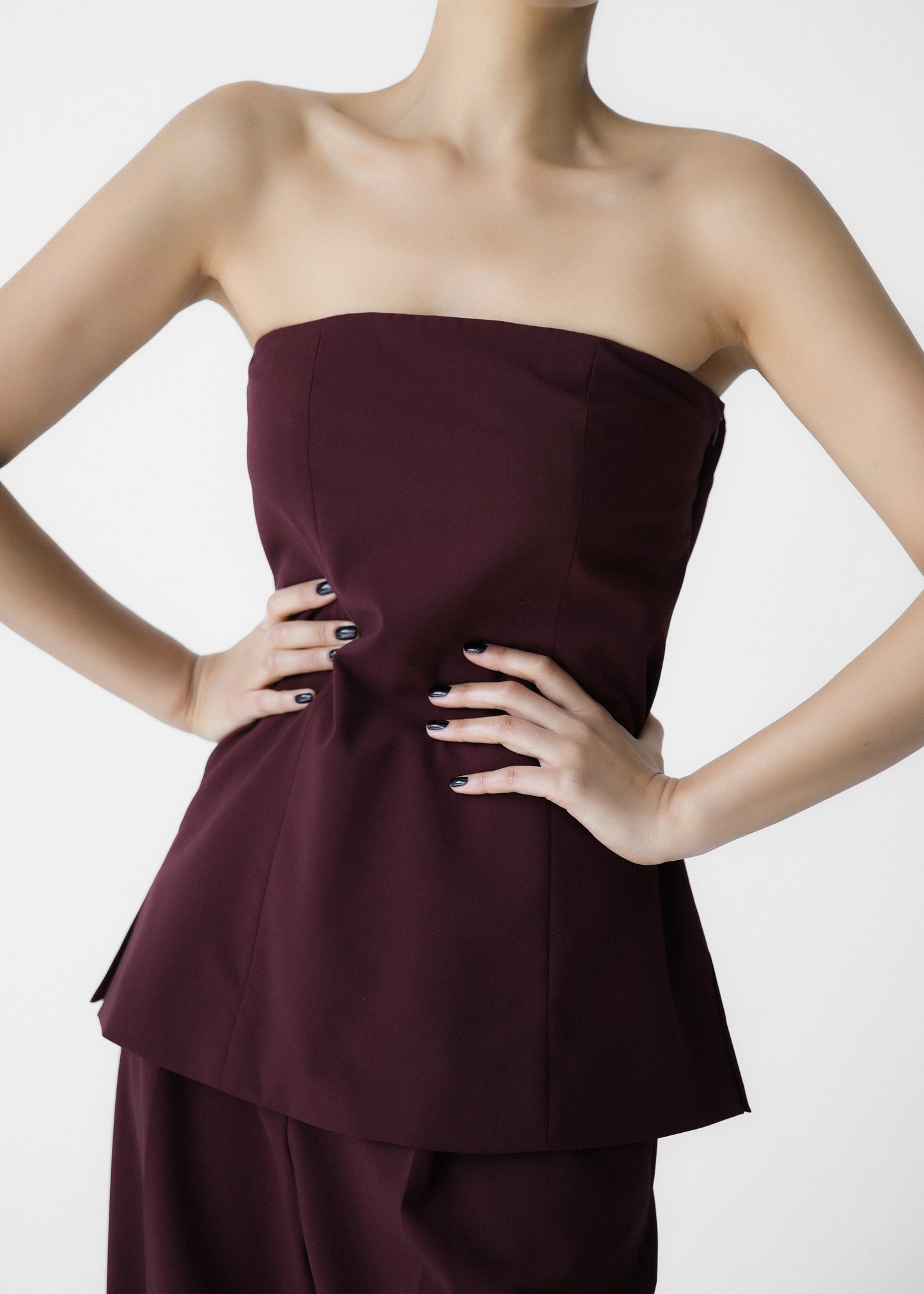 Abbie Strapless Top - Burgundy