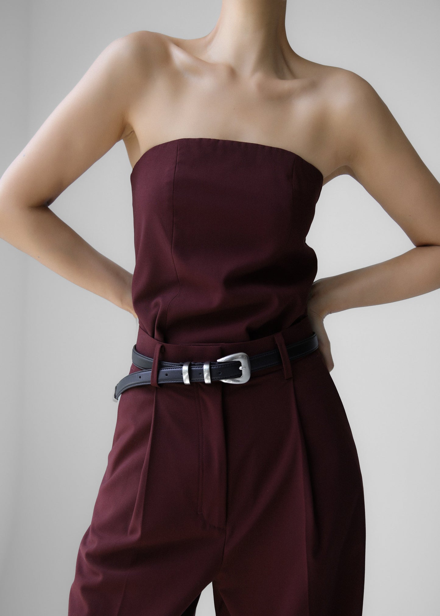 Abbie Strapless Top - Burgundy