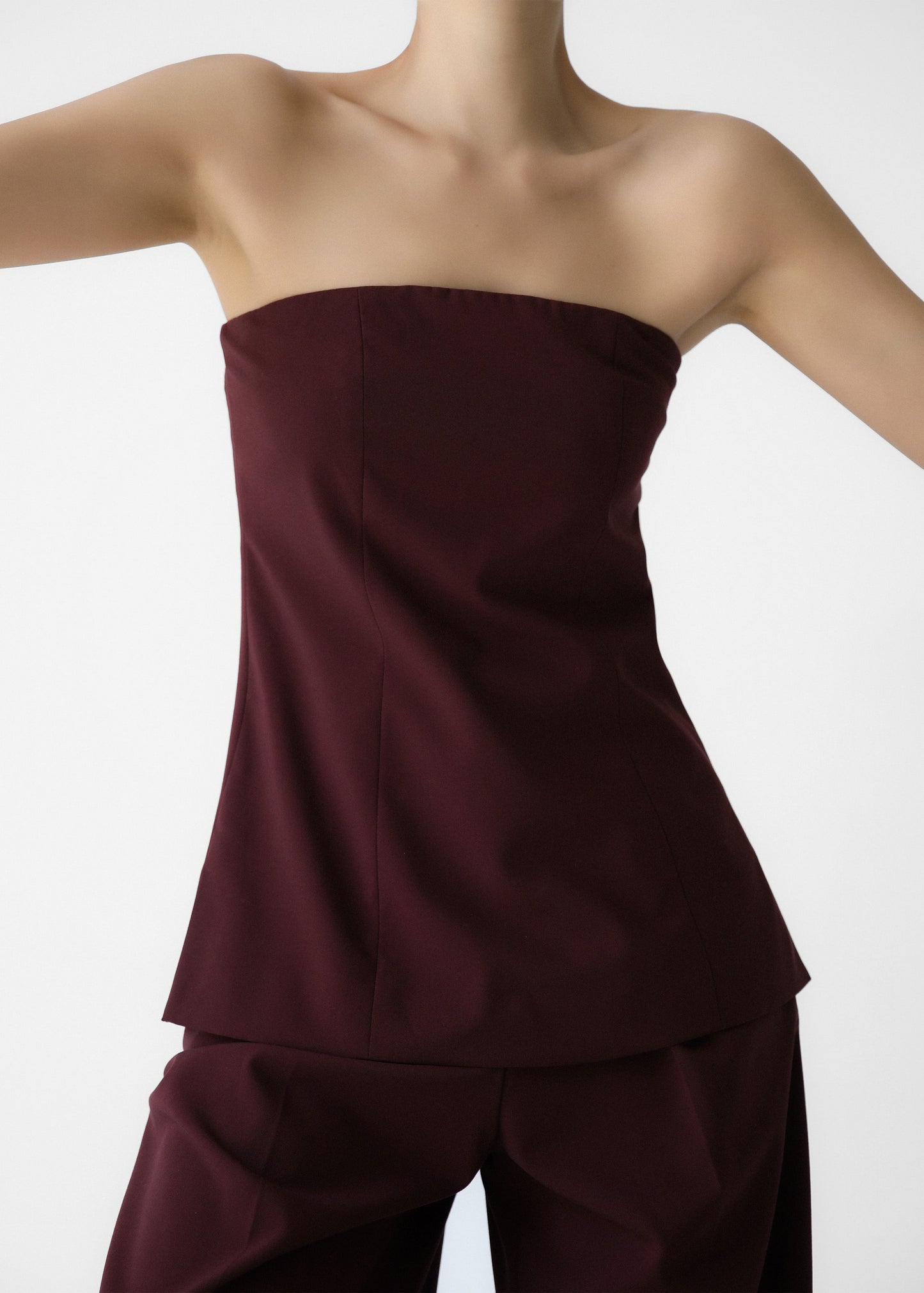 Abbie Strapless Top - Burgundy