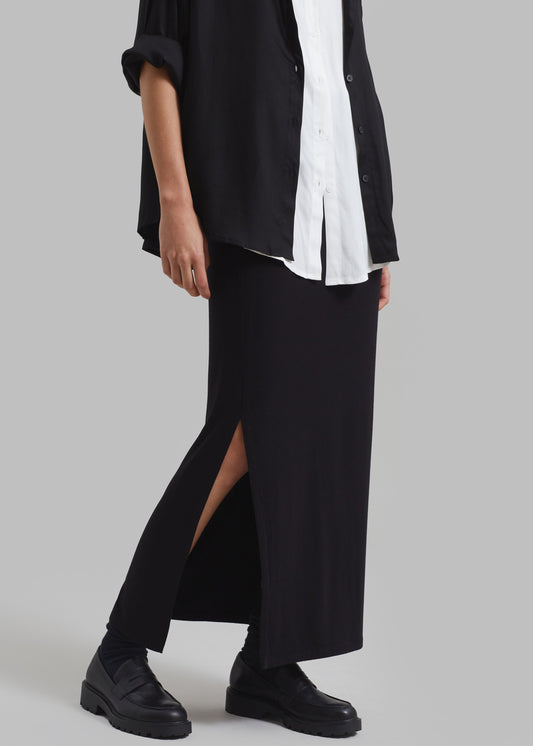 Abigail Side Slit Maxi Skirt - Black