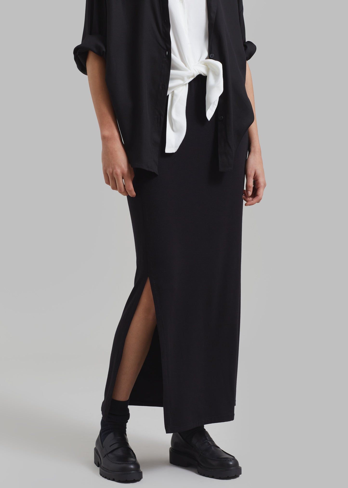 Abigail Side Slit Maxi Skirt - Black