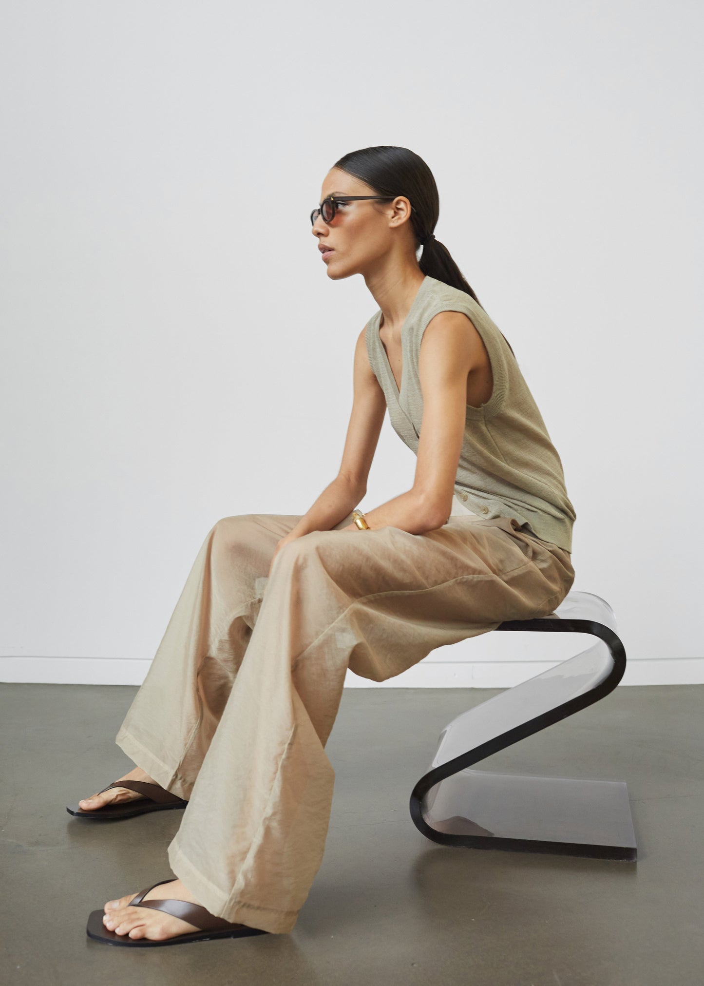 Abra Sheer Trousers - Beige