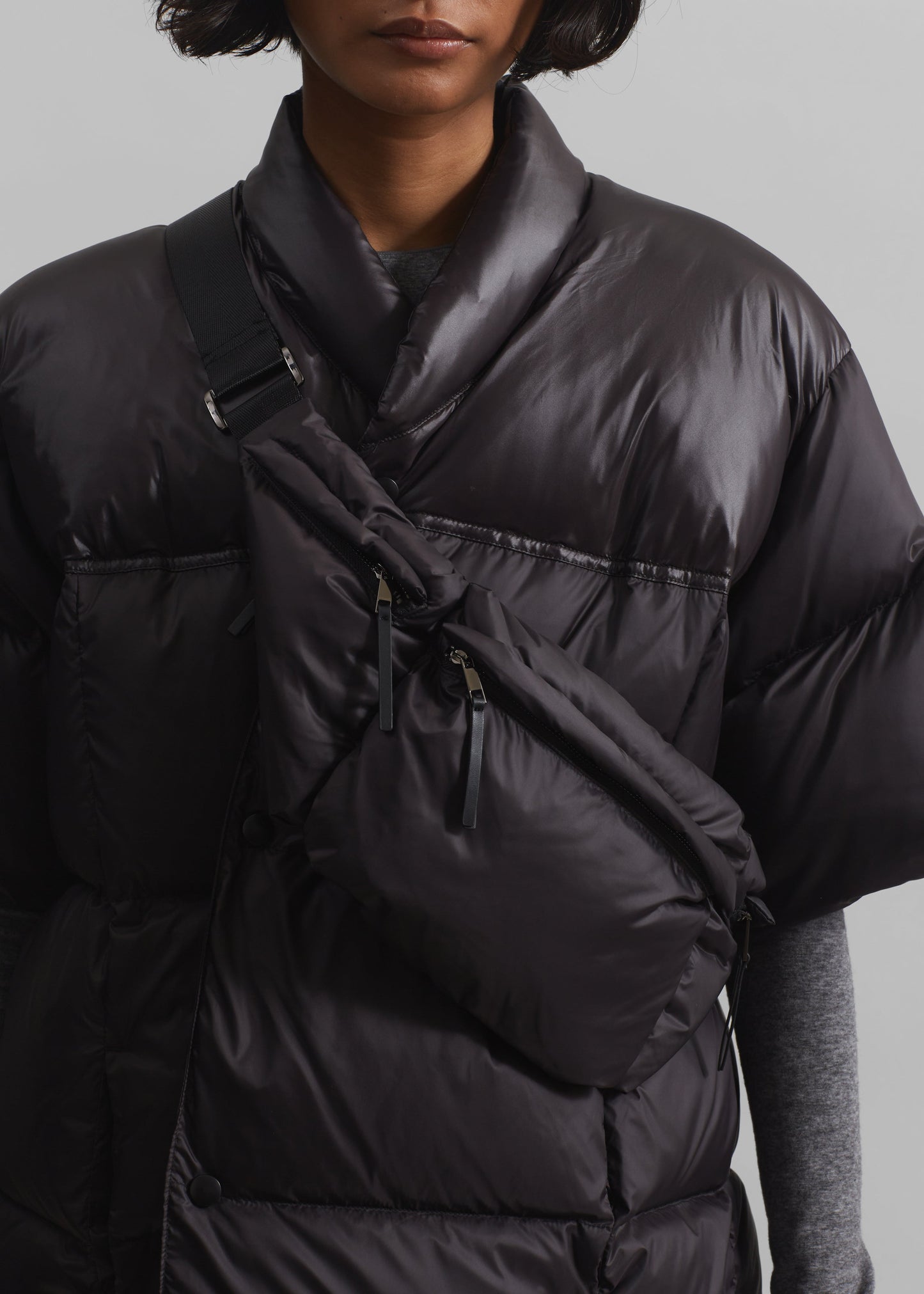 Akron Short Sleeve Puffer Jacket - Dark Brown