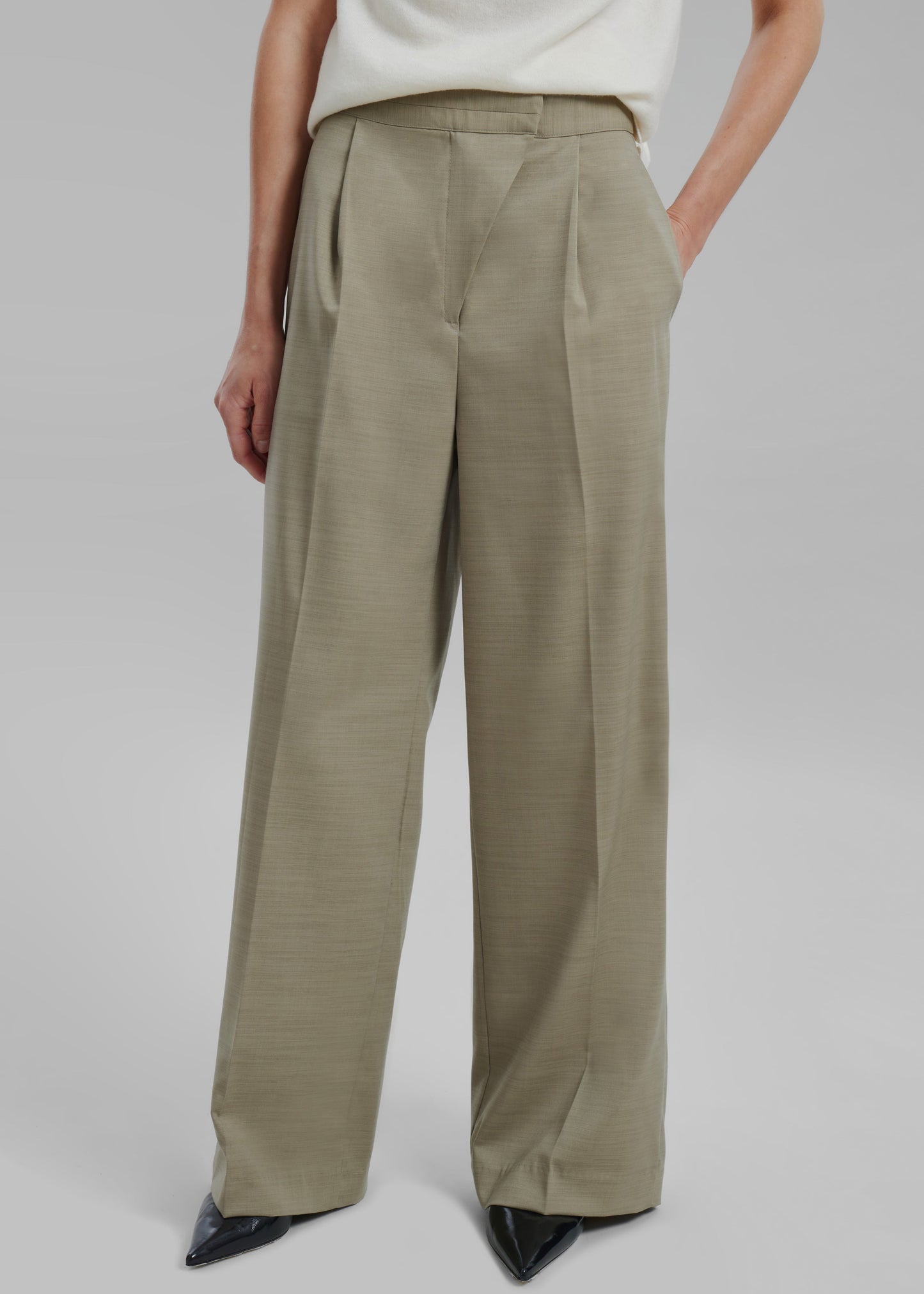 Alia Wide Leg Trousers - Beige