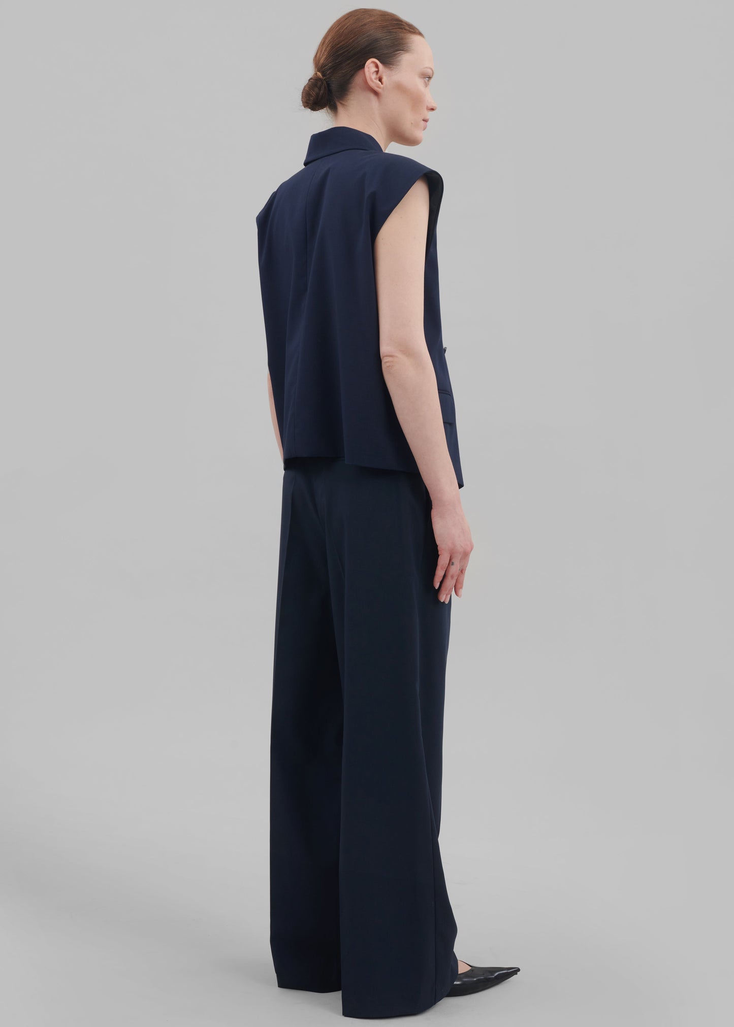 Alia Wide Leg Trousers - Navy