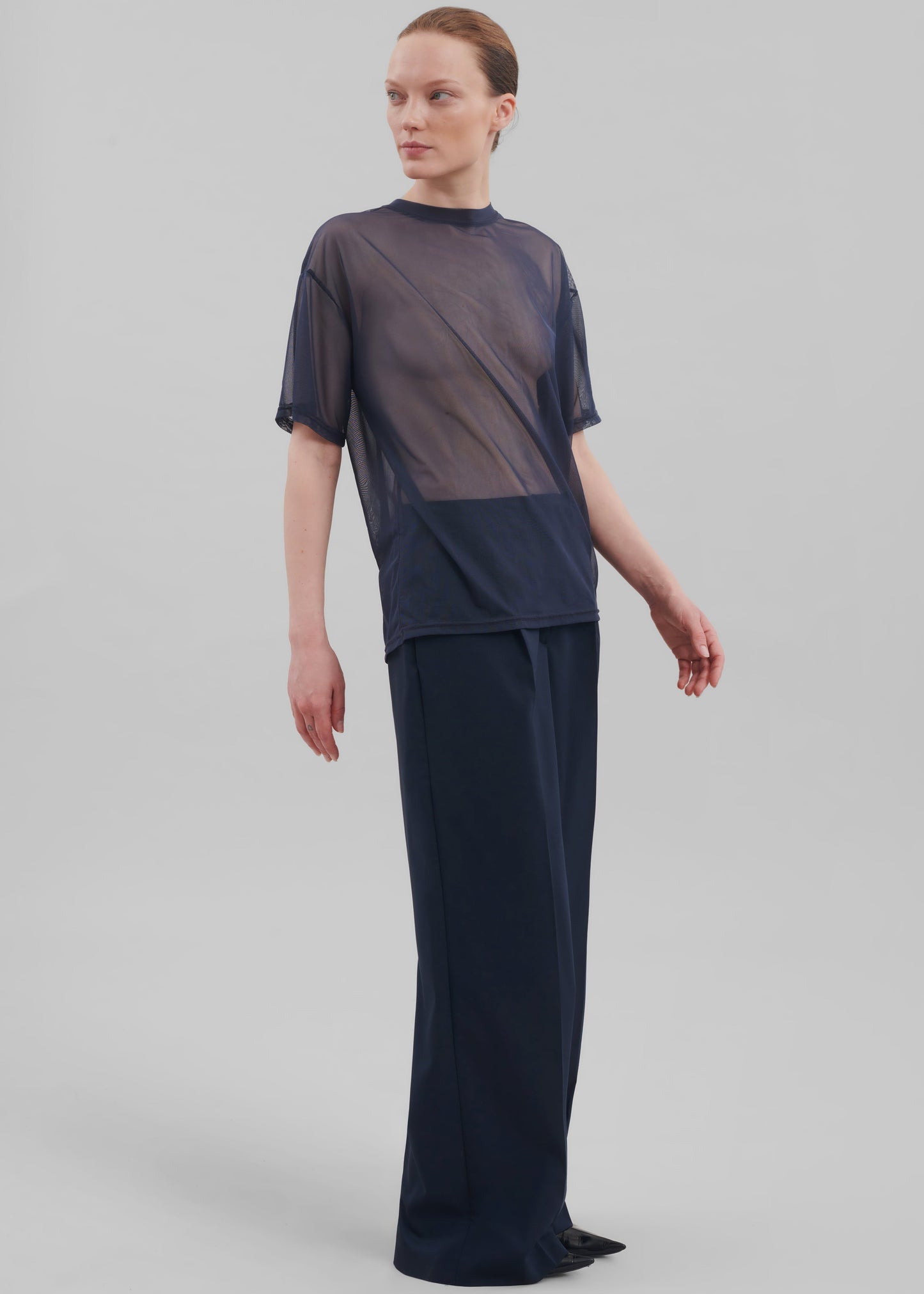 Alia Wide Leg Trousers - Navy