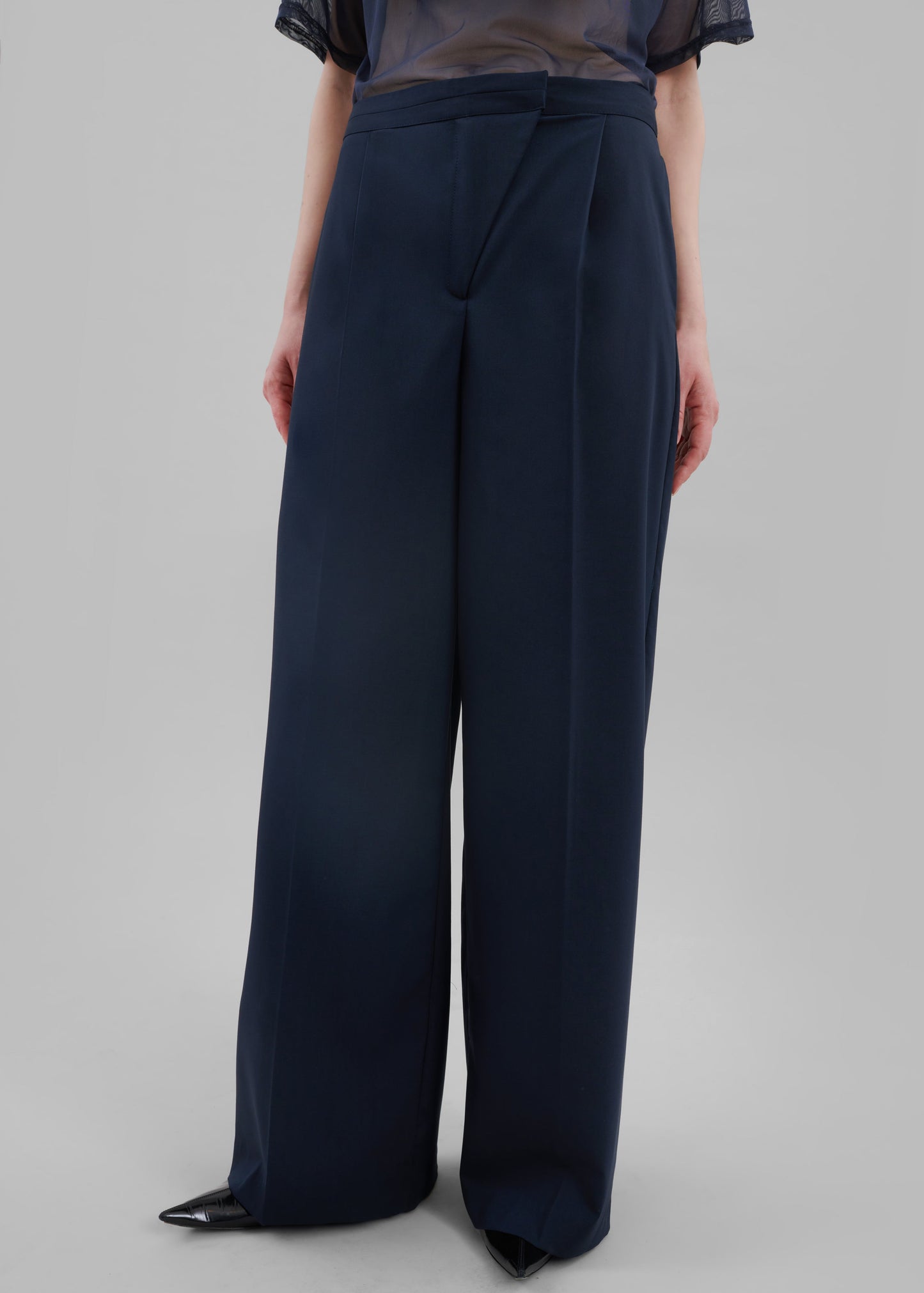 Alia Wide Leg Trousers - Navy