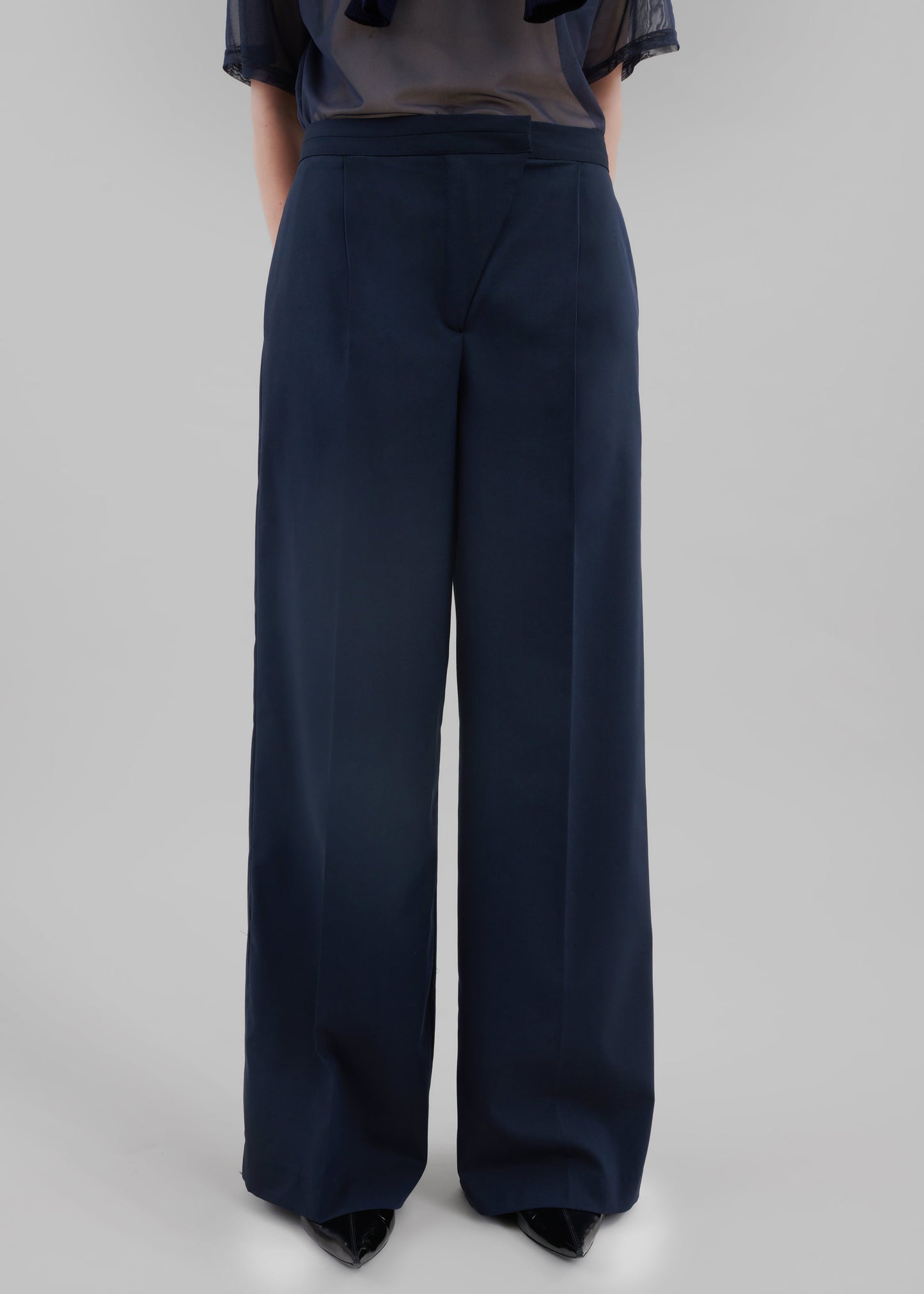 Alia Wide Leg Trousers - Navy