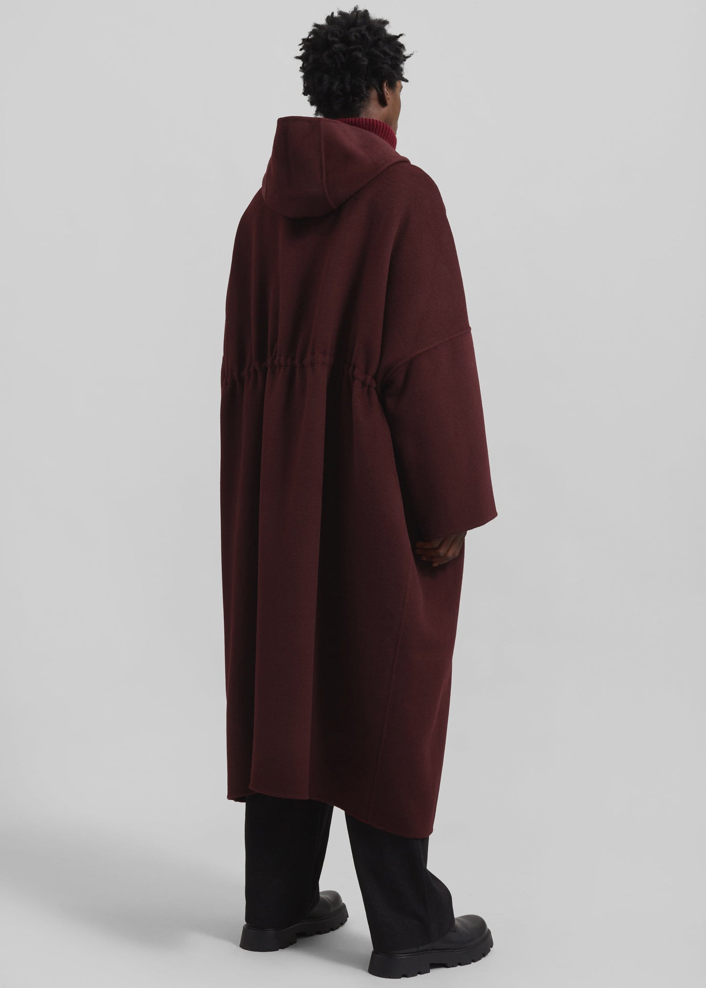 Alida Hooded Long Coat - Burgundy