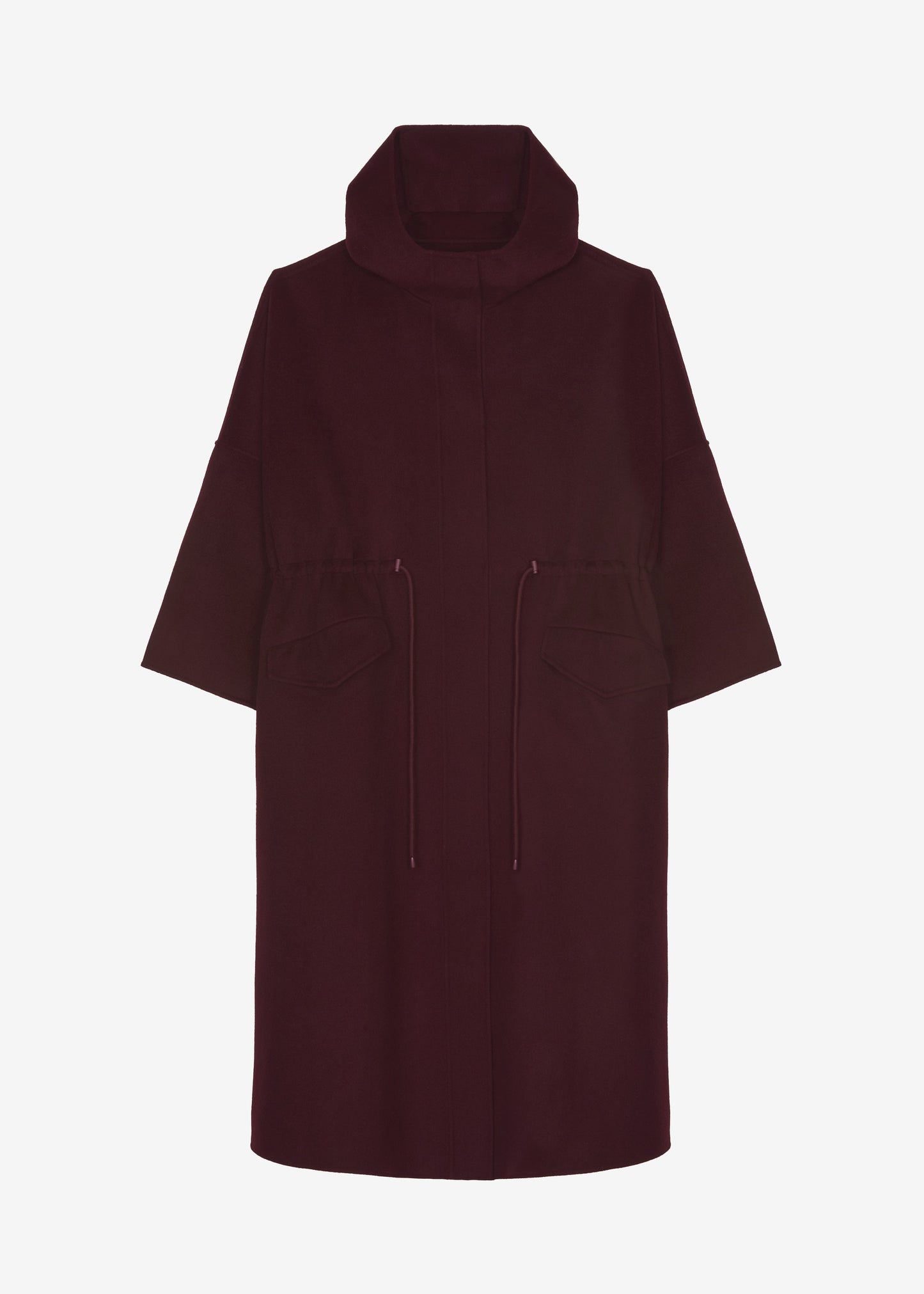 Alida Hooded Long Coat - Burgundy