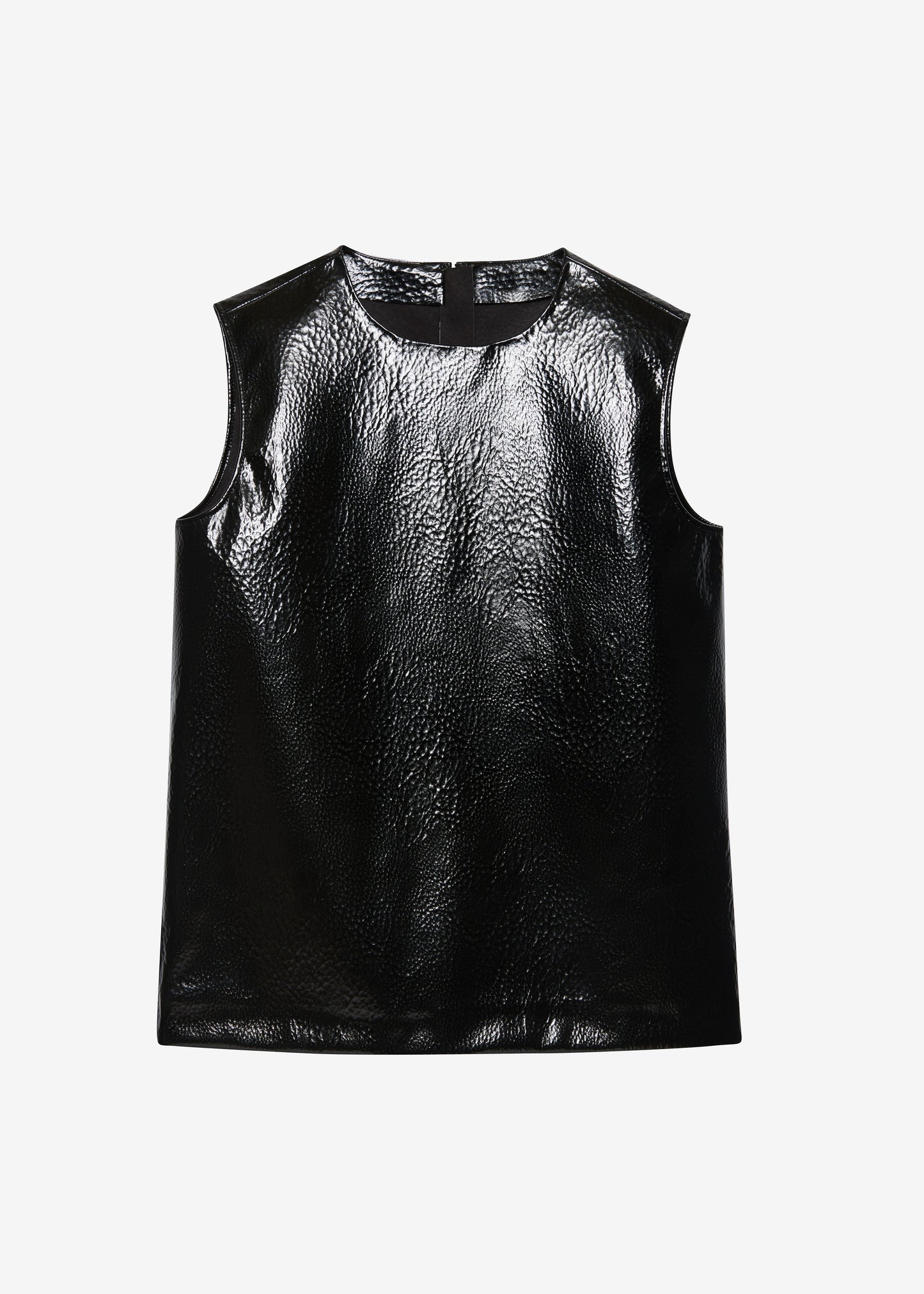 Amaris Crackled Faux Leather Tank Top - Black