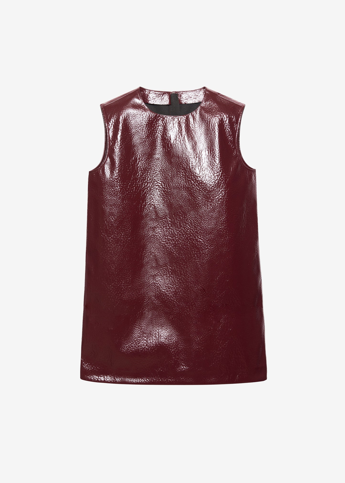 Amaris Crackled Faux Leather Tank Top - Burgundy