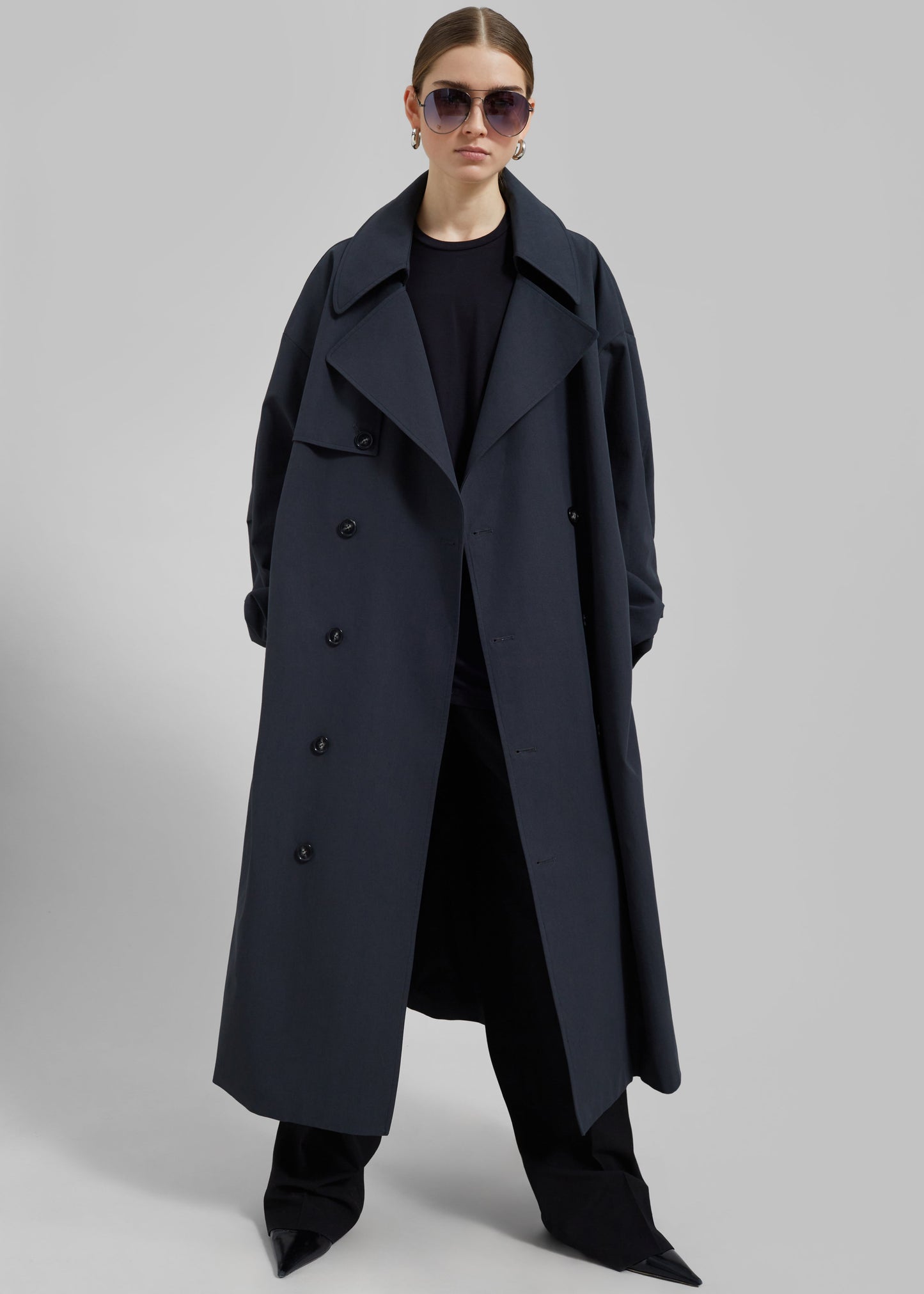 Anika Double Breasted Trench Coat - Navy