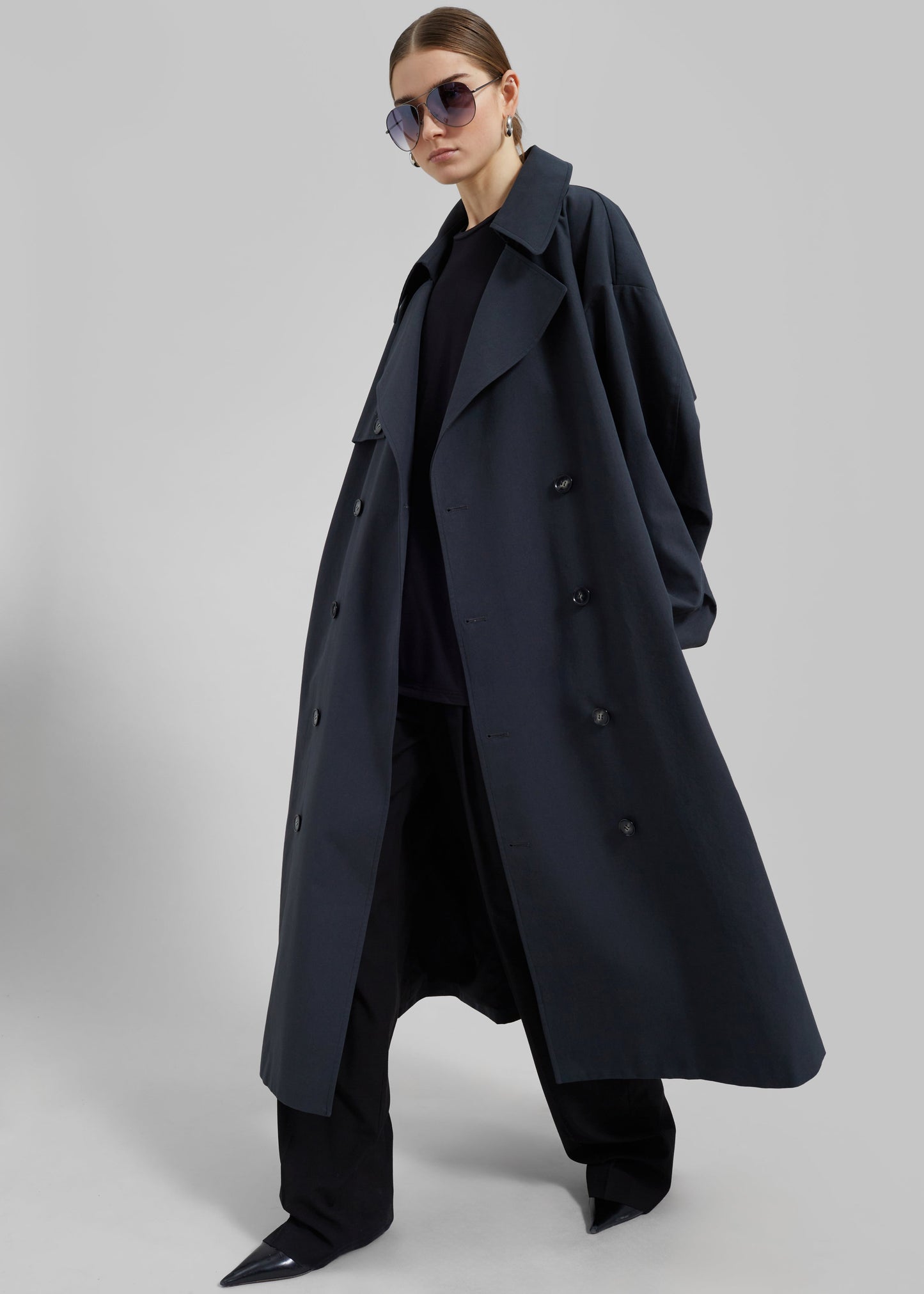 Anika Double Breasted Trench Coat - Navy