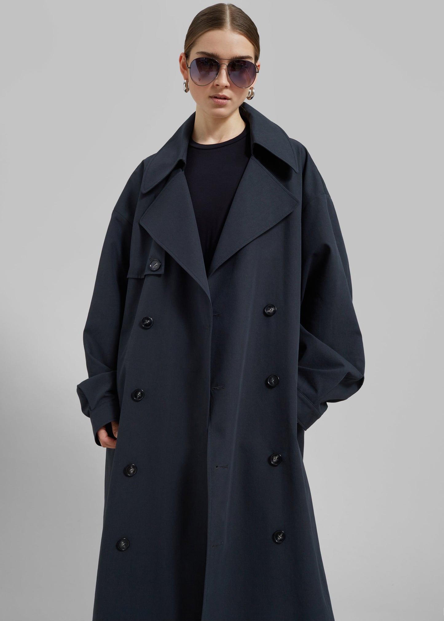 Anika Double Breasted Trench Coat - Navy