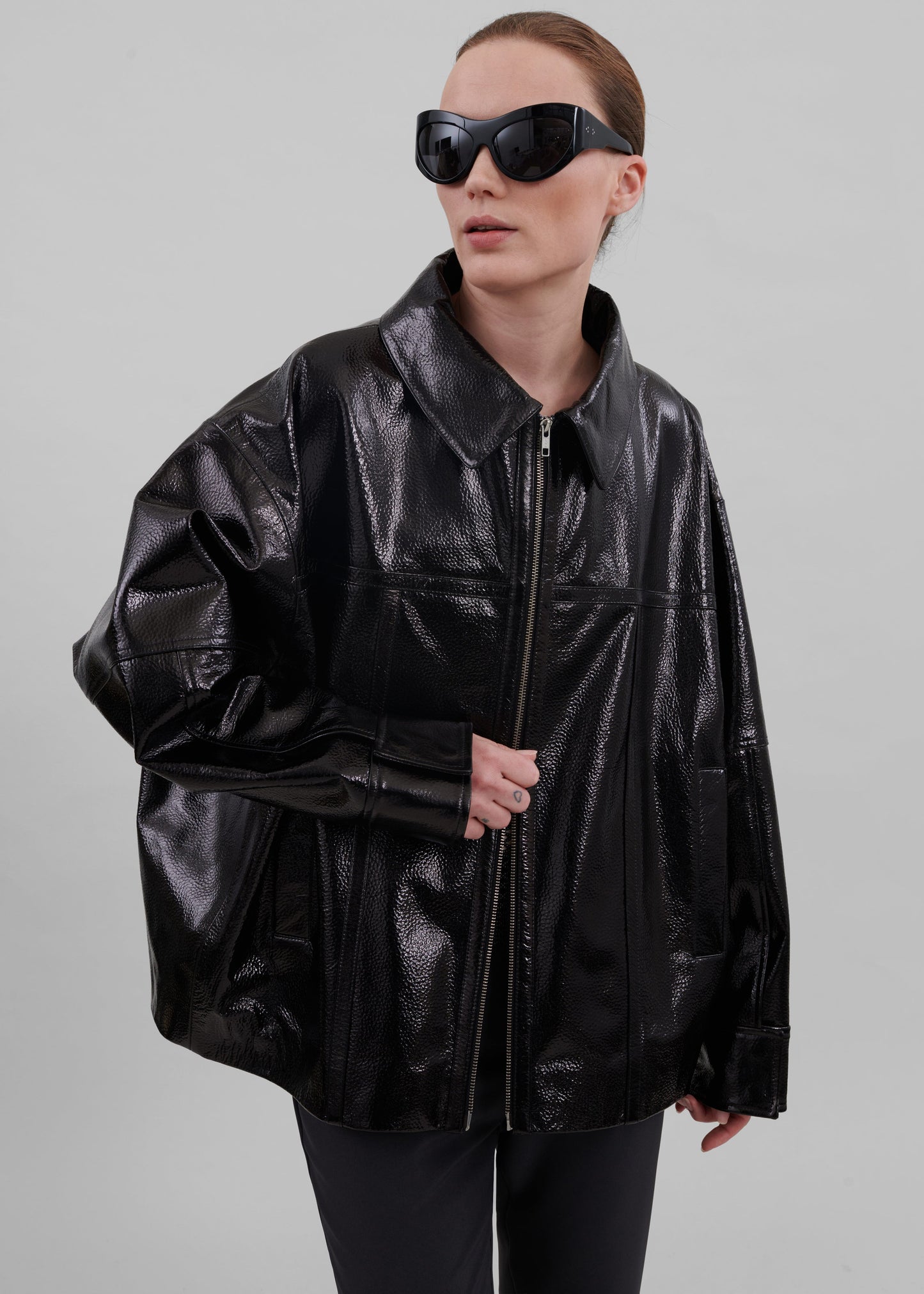 Arbor Crackled Faux Leather Jacket - Black