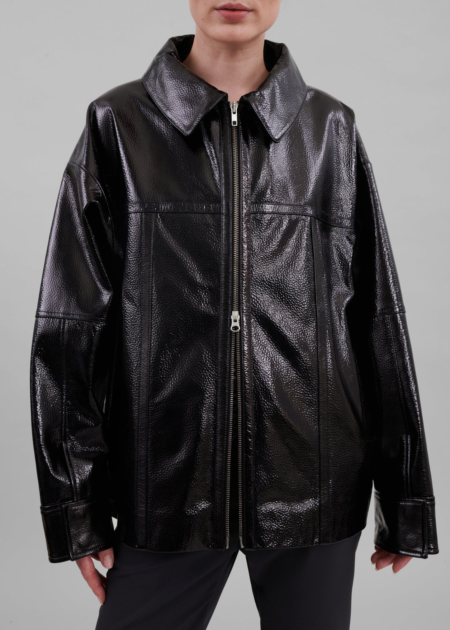 Arbor Crackled Faux Leather Jacket - Black