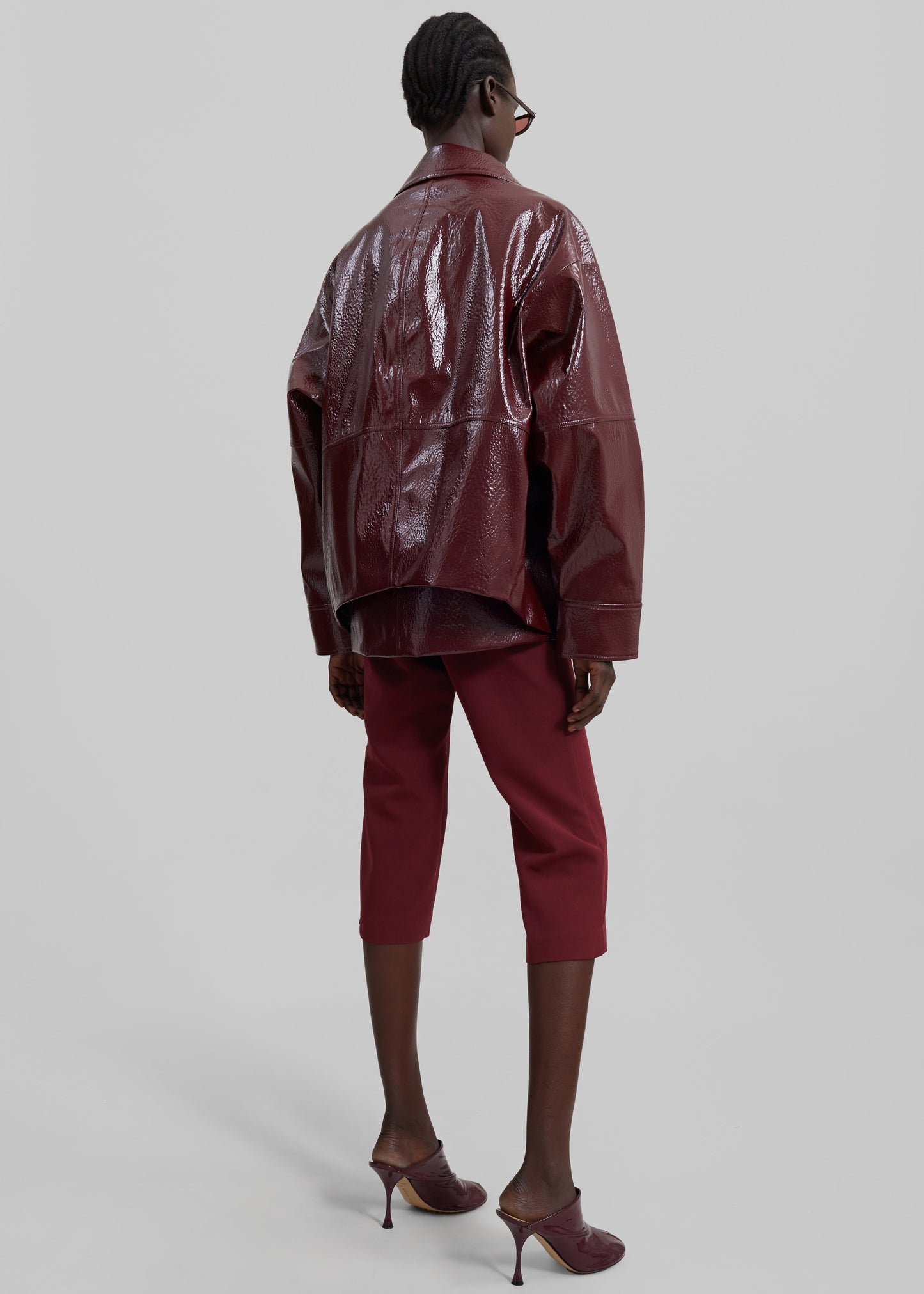 Arbor Crackled Faux Leather Jacket - Burgundy