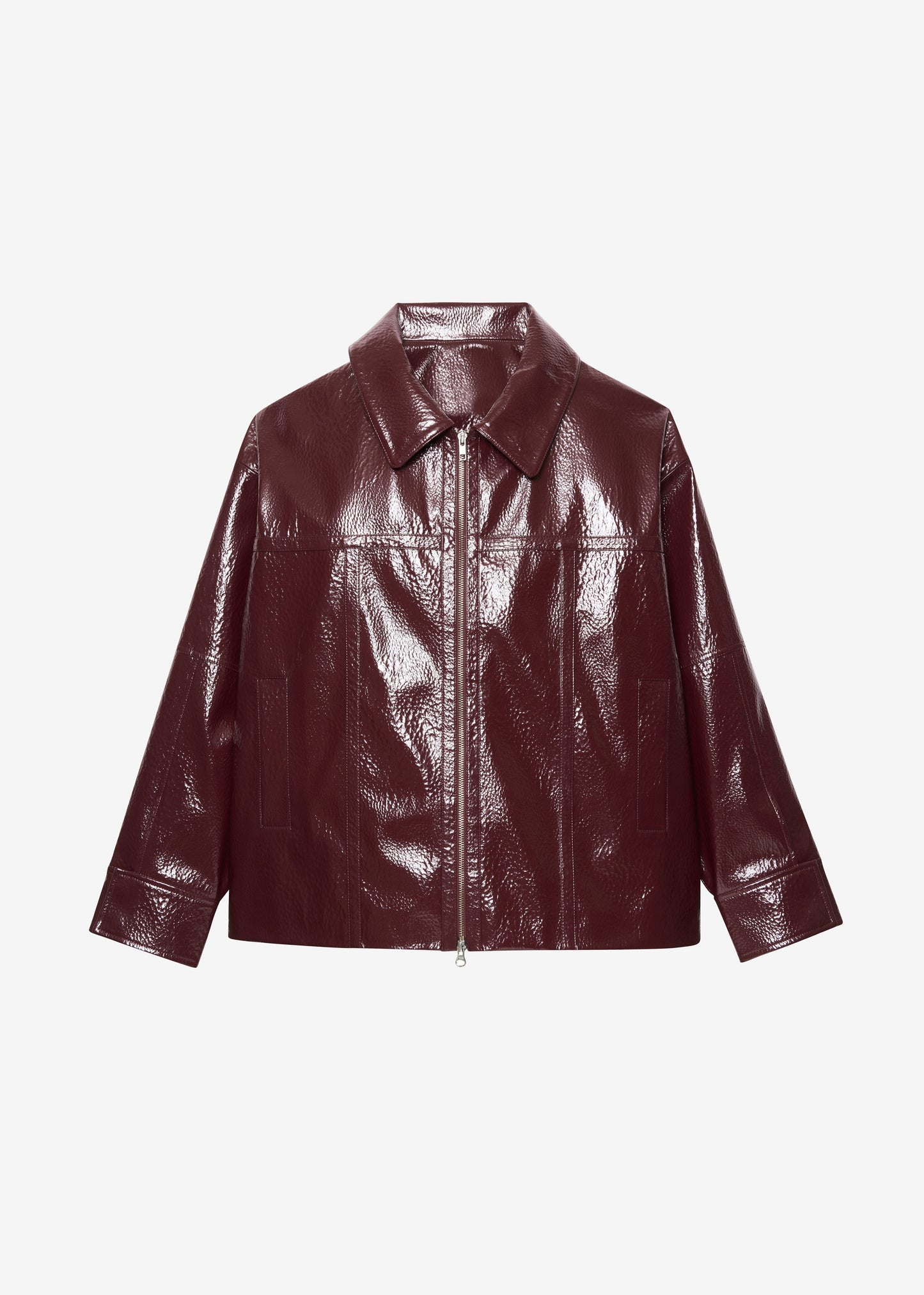 Arbor Crackled Faux Leather Jacket - Burgundy