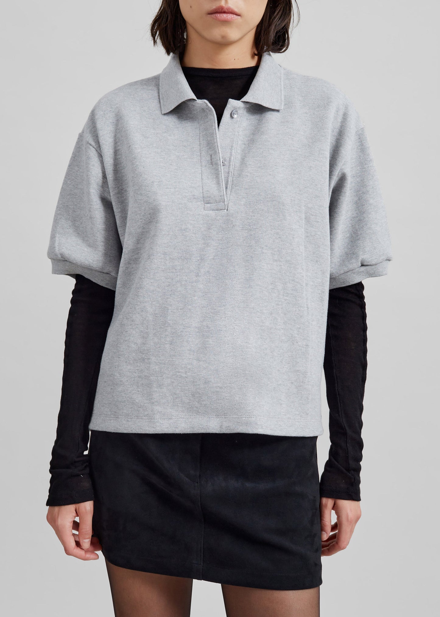 Arda Crop Polo - Grey