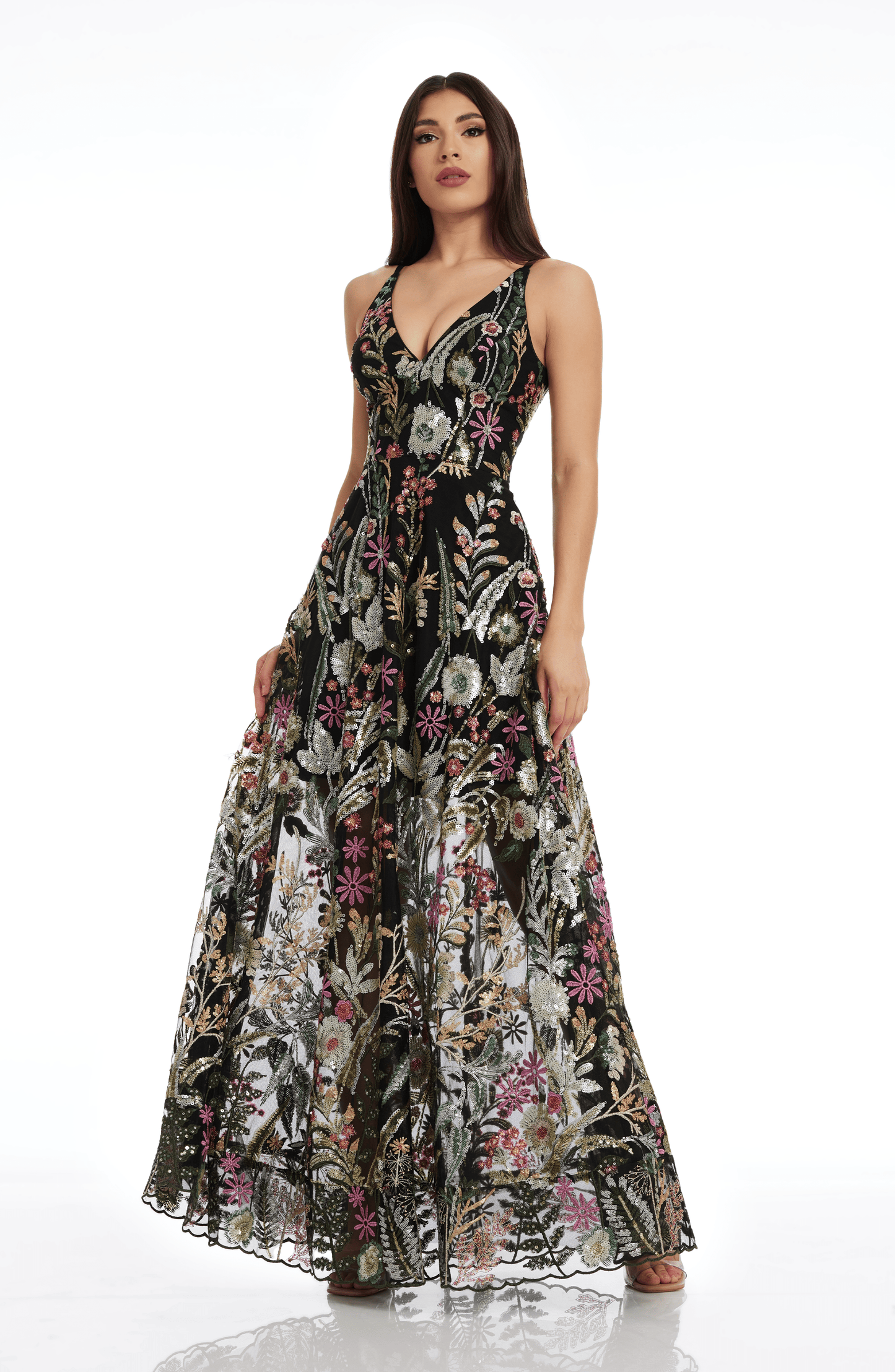 Ariyah Floral Sequin Gown