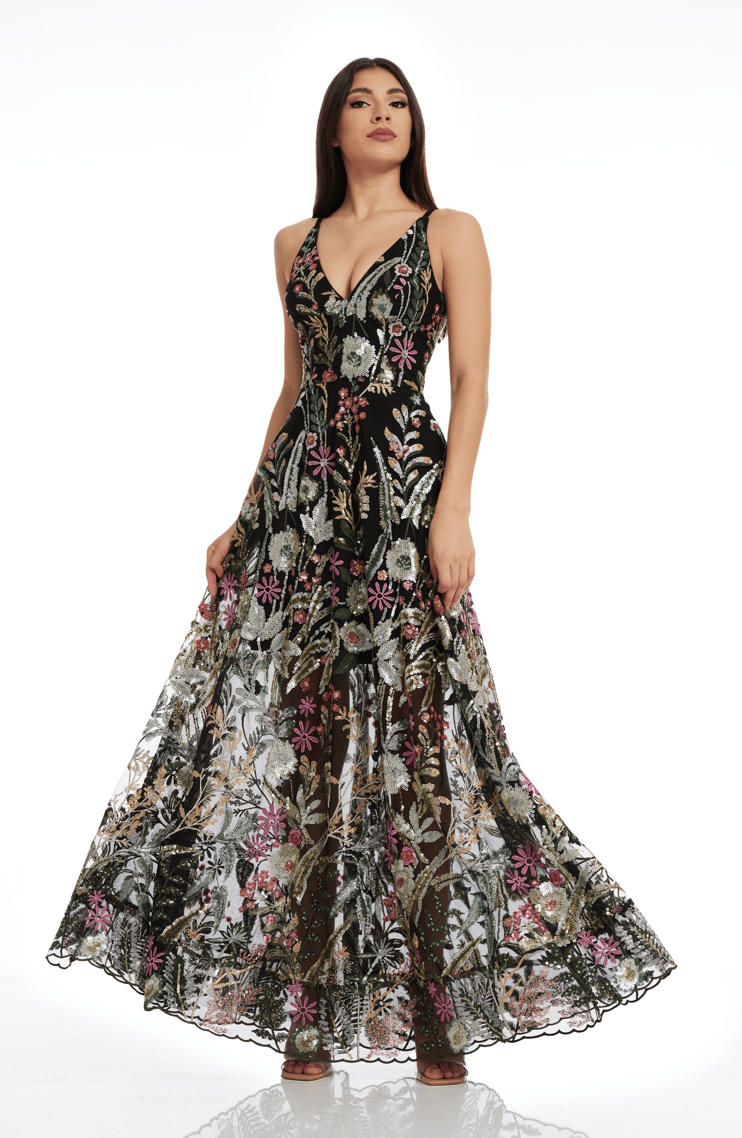 Ariyah Floral Sequin Gown