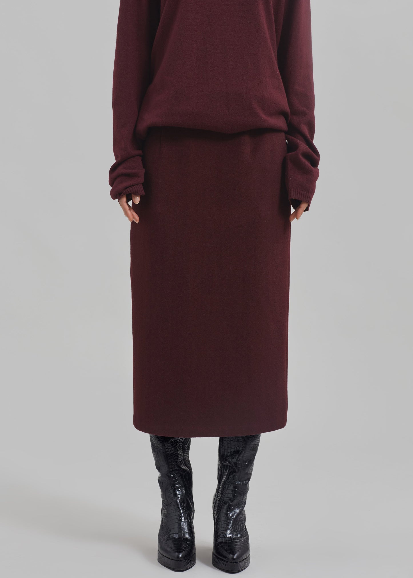 Arley Midi Skirt - Burgundy